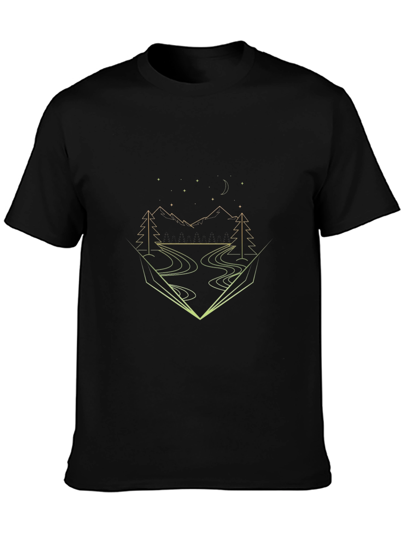 Geometric Landscape Graphic Tee - Black Cotton Blend