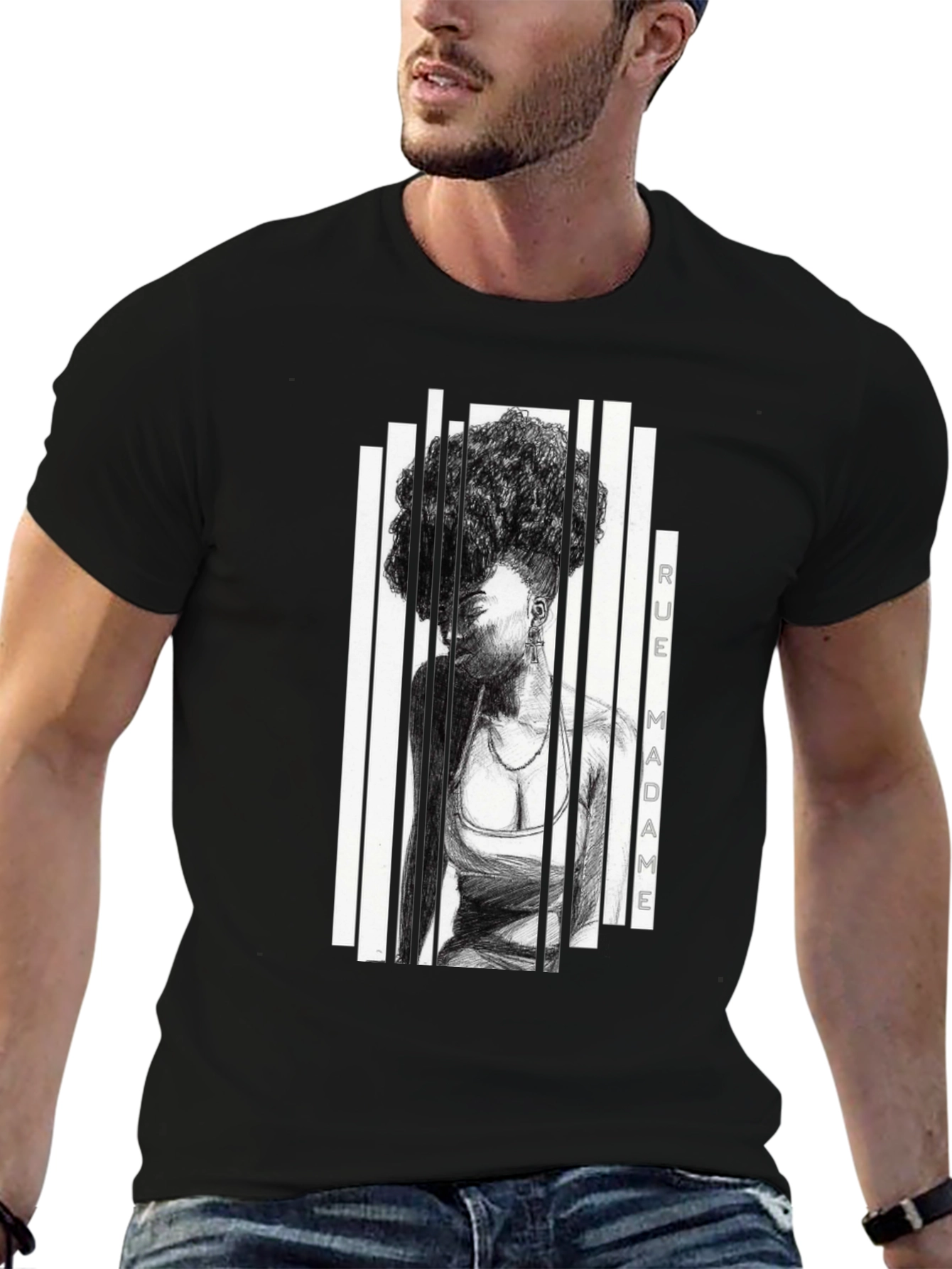 Rue Madame Graphic Print Black T-Shirt