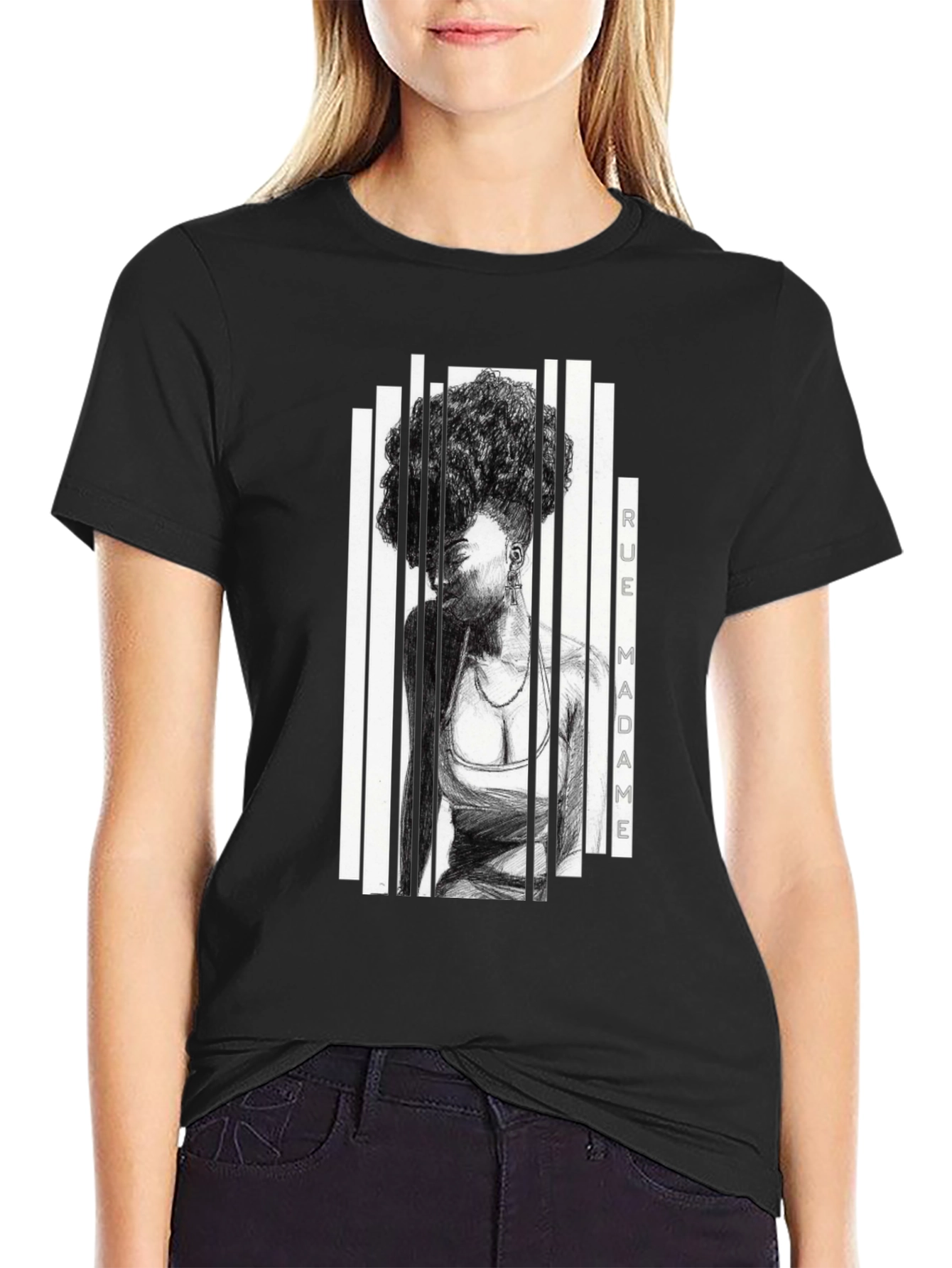 Rue Madame Graphic Print Black T-Shirt