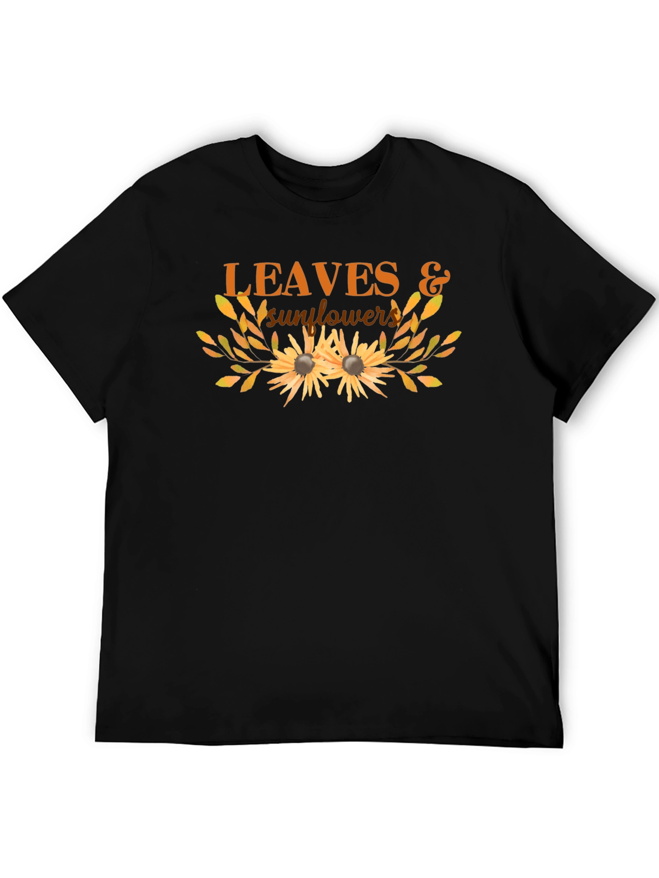 Leaves & Sunflowers Graphic Tee - Black