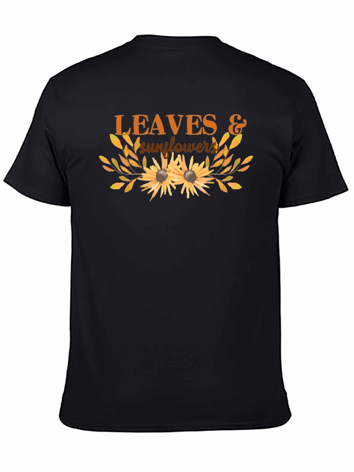 Leaves & Sunflowers Graphic Tee - Black