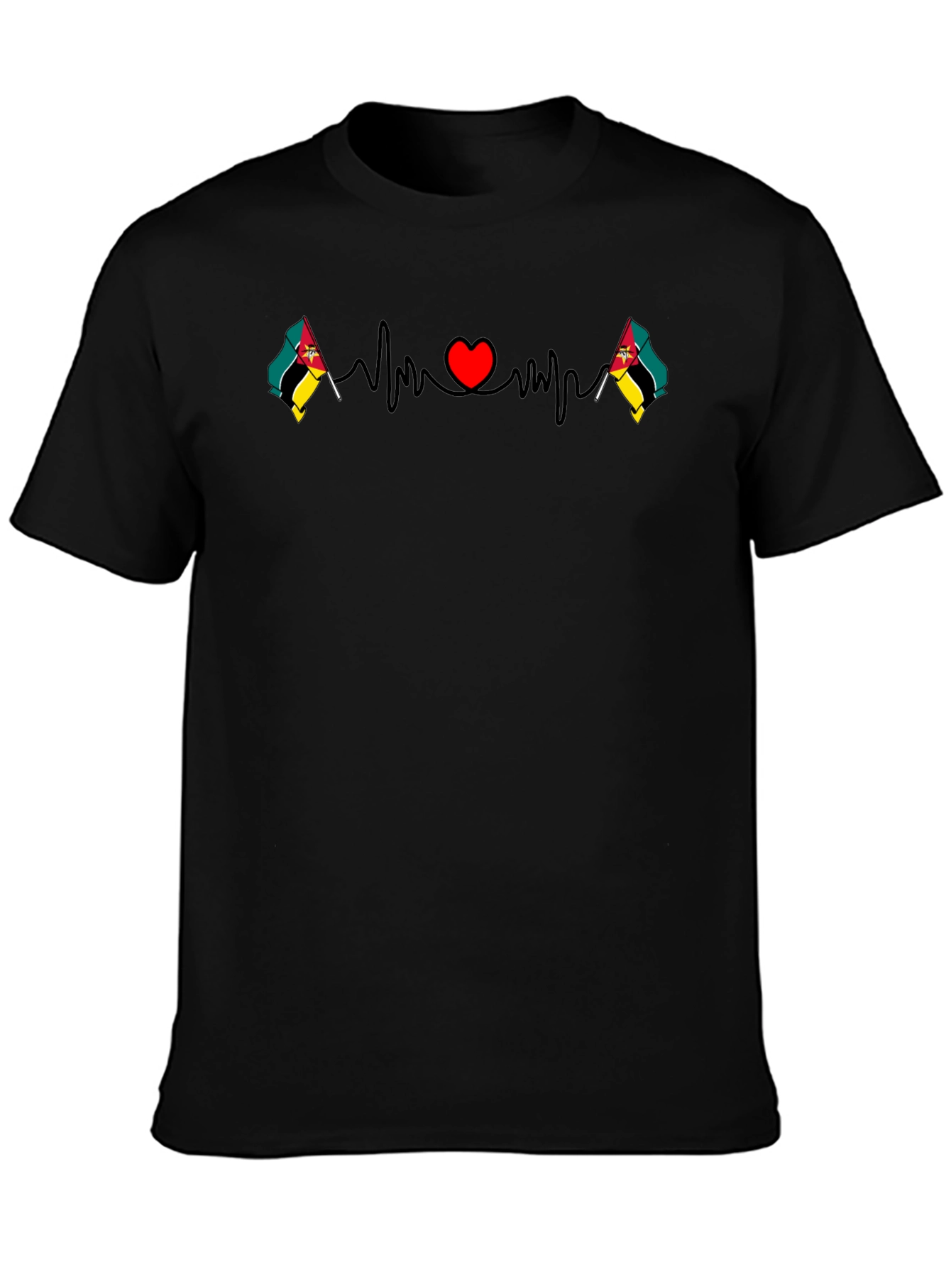 Mozambique Flag Heartbeat T-Shirt