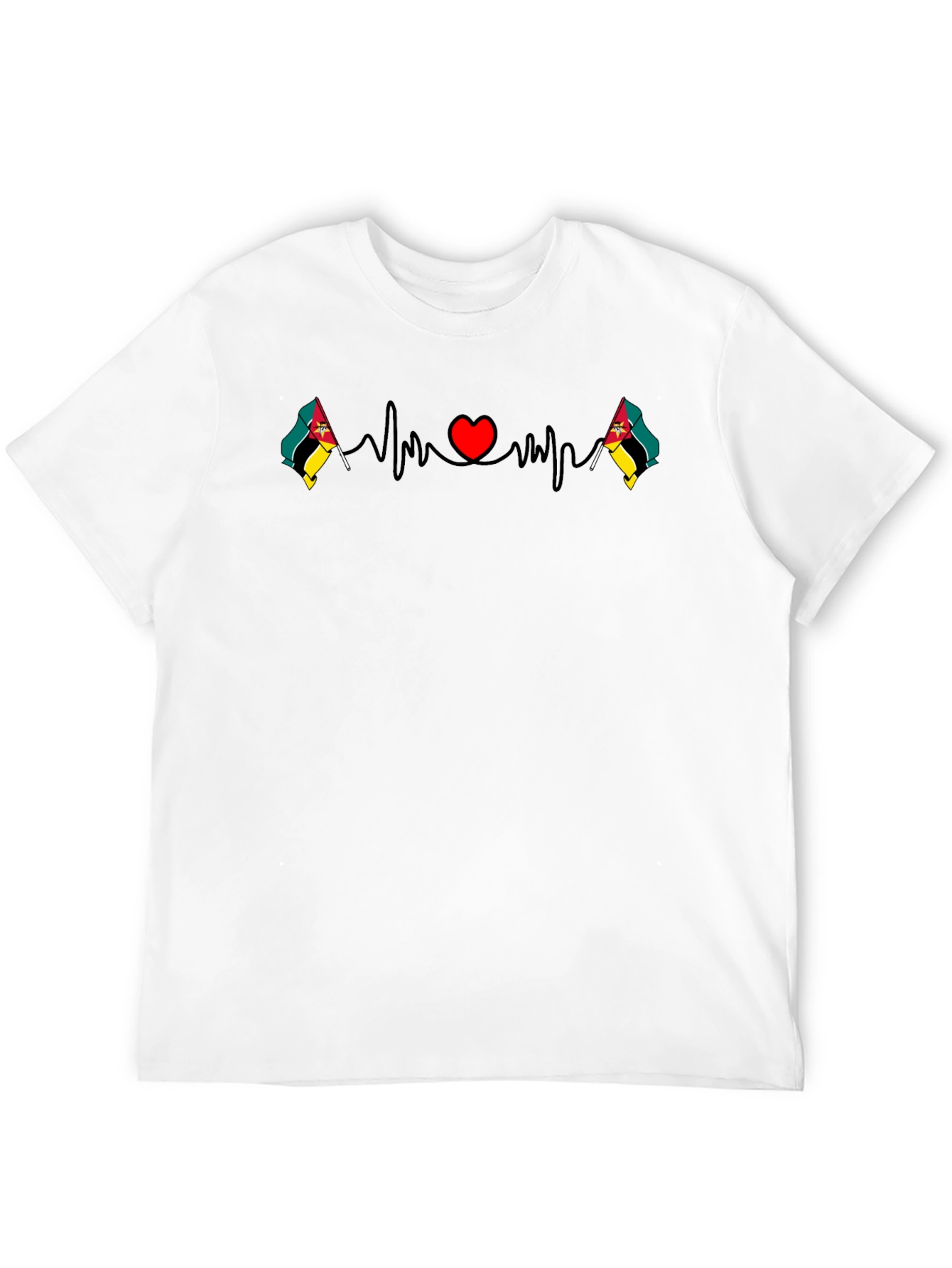 Mozambique Flag Heartbeat T-Shirt