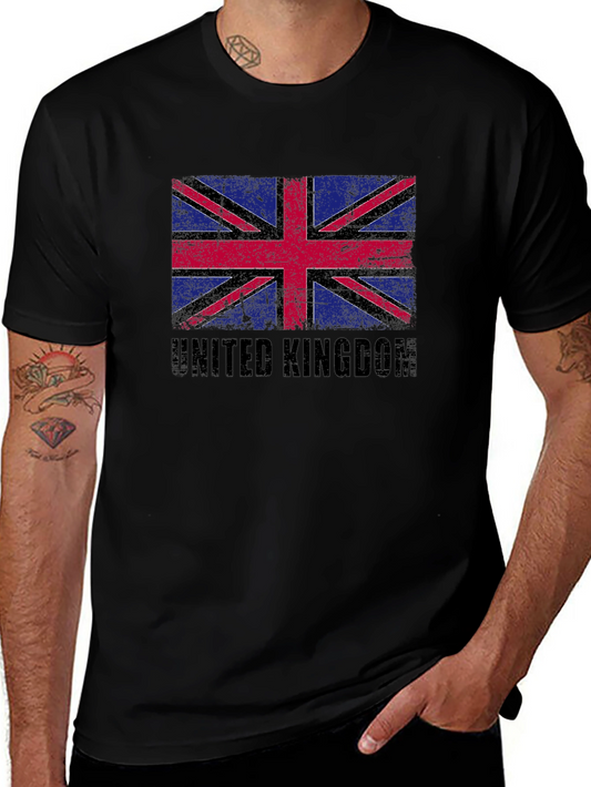 United Kingdom Flag Graphic Tee - Black Cotton Blend