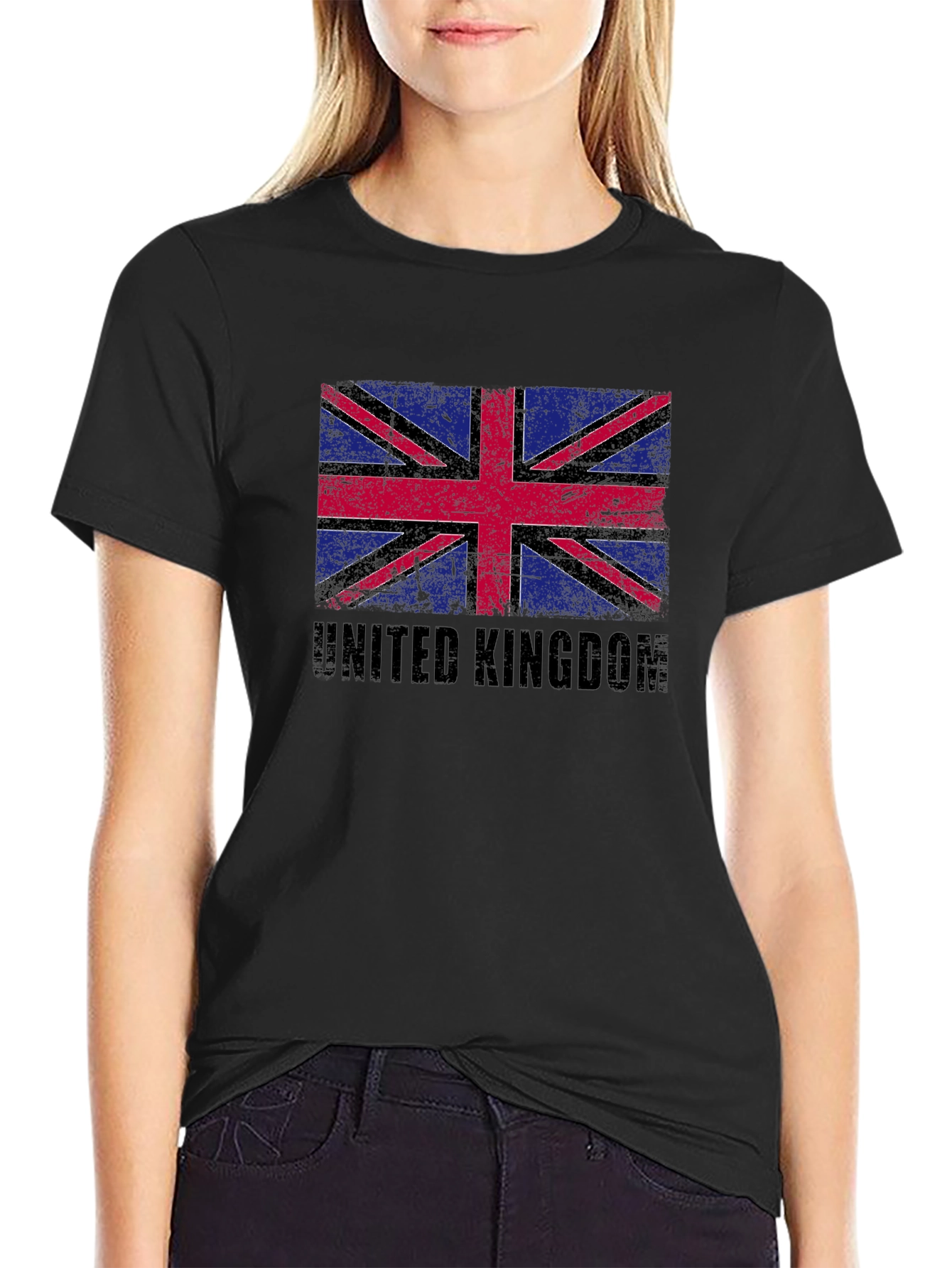 United Kingdom Flag Graphic Tee - Black Cotton Blend