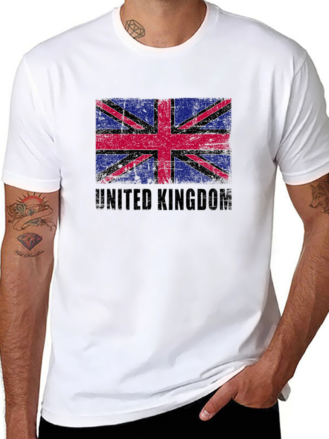 United Kingdom Flag Graphic Tee - Black Cotton Blend