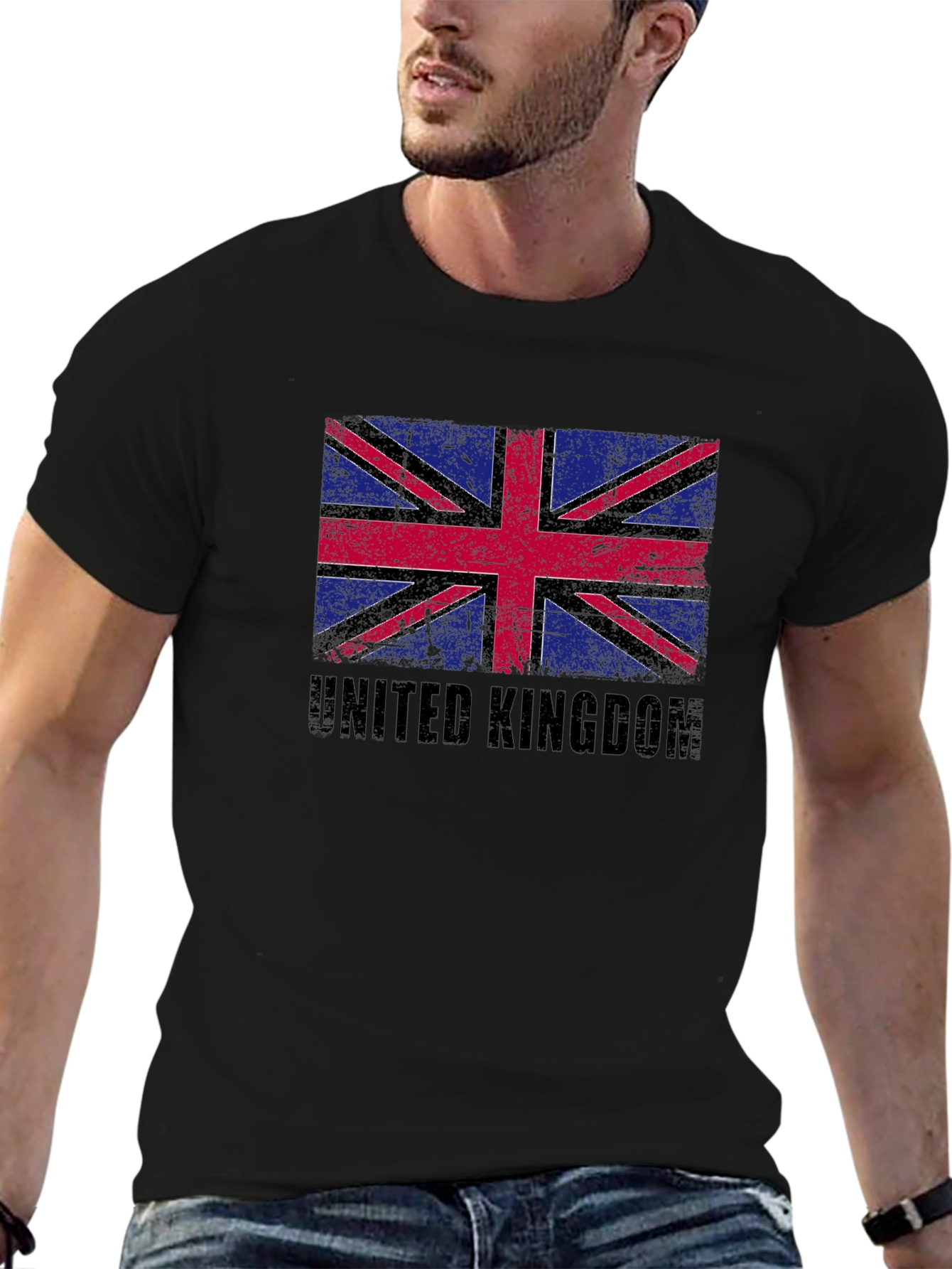 United Kingdom Flag Graphic Tee - Black Cotton Blend