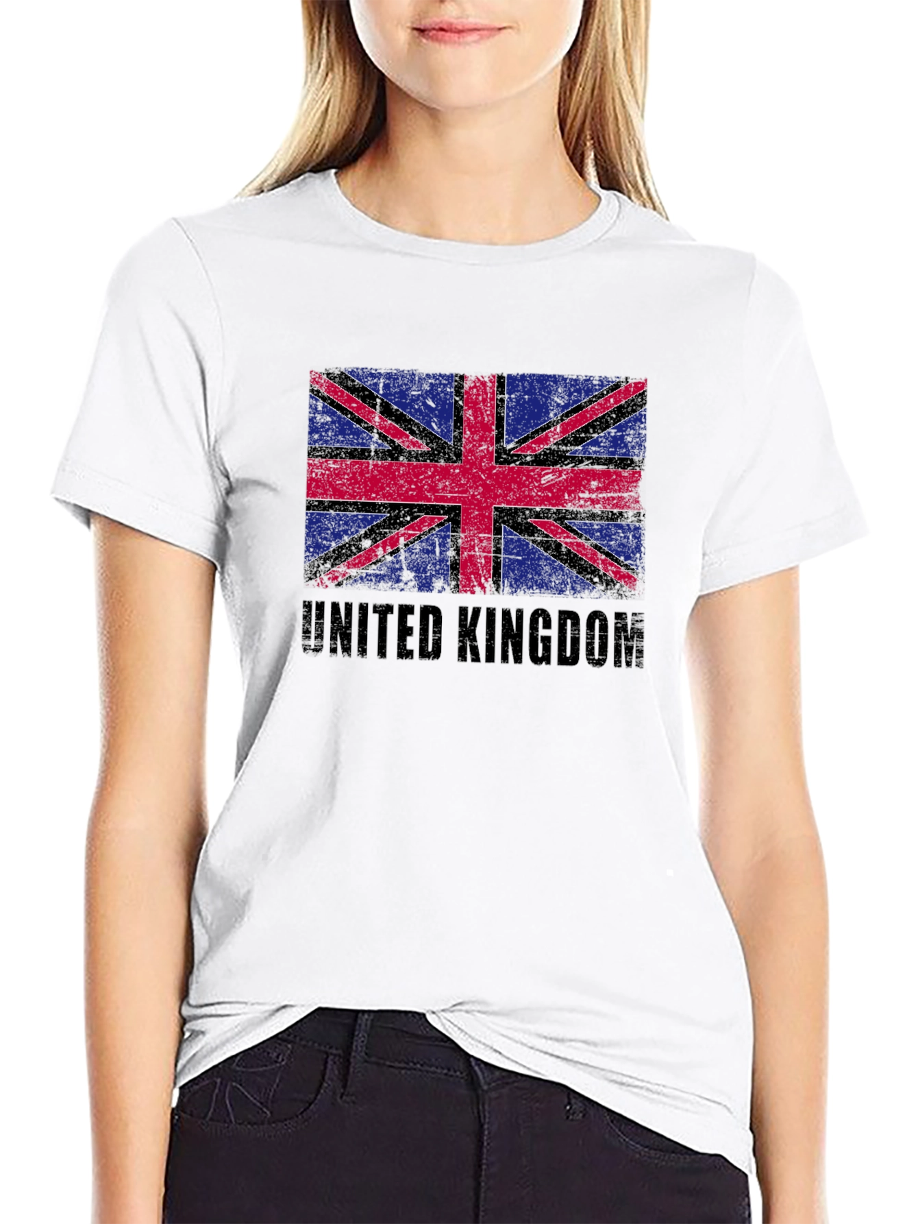 United Kingdom Flag Graphic Tee - Black Cotton Blend