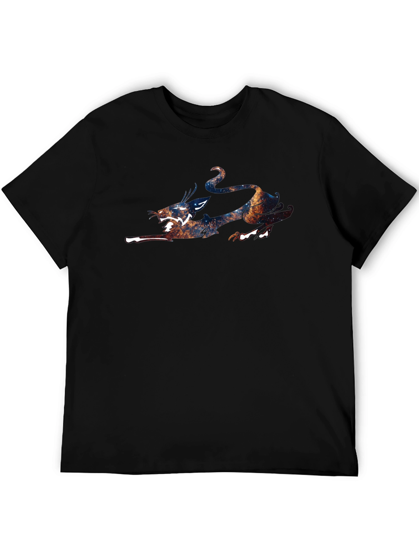 Cosmic Dragon Graphic Tee - Black Cotton Blend