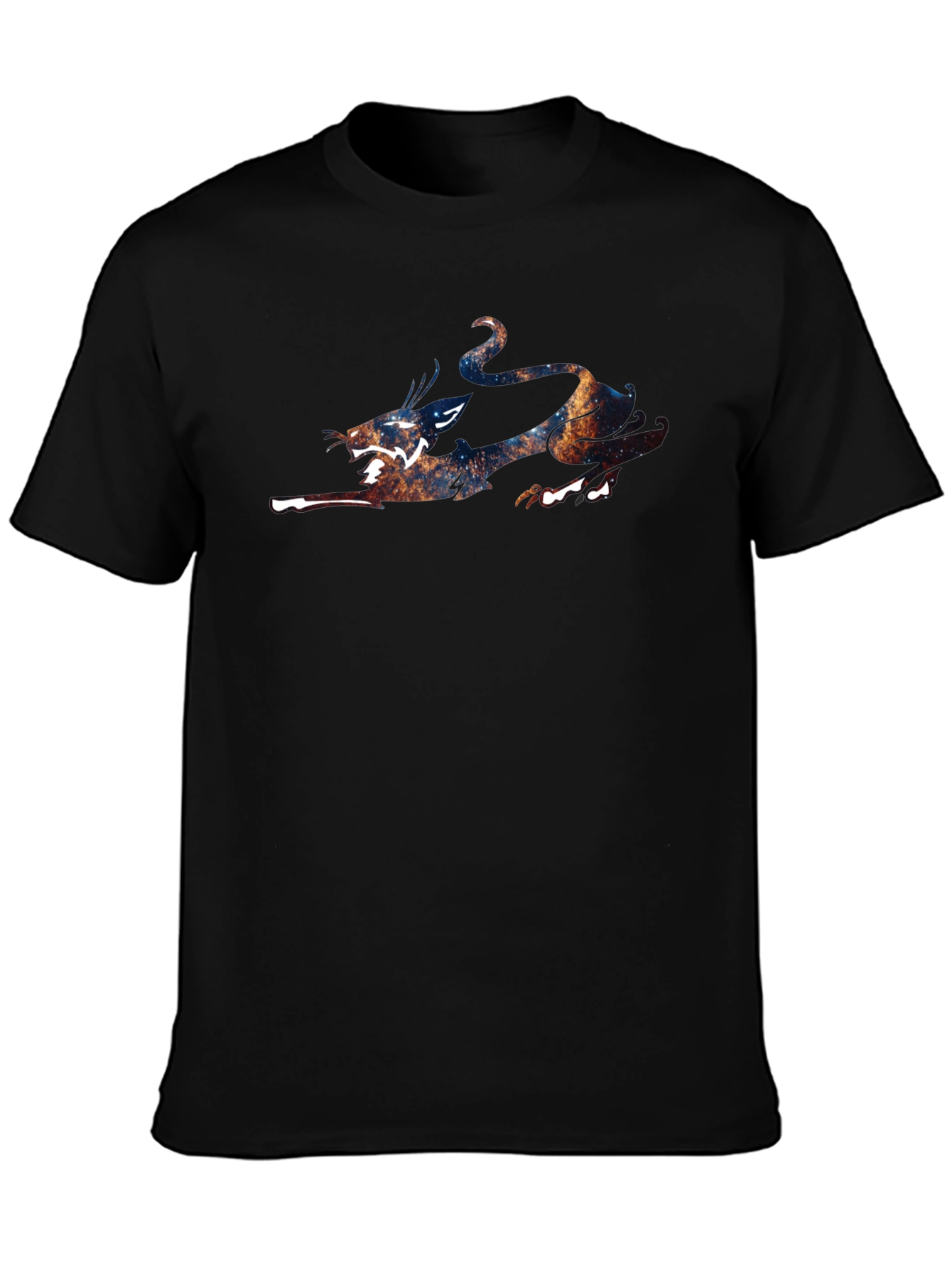 Cosmic Dragon Graphic Tee - Black Cotton Blend
