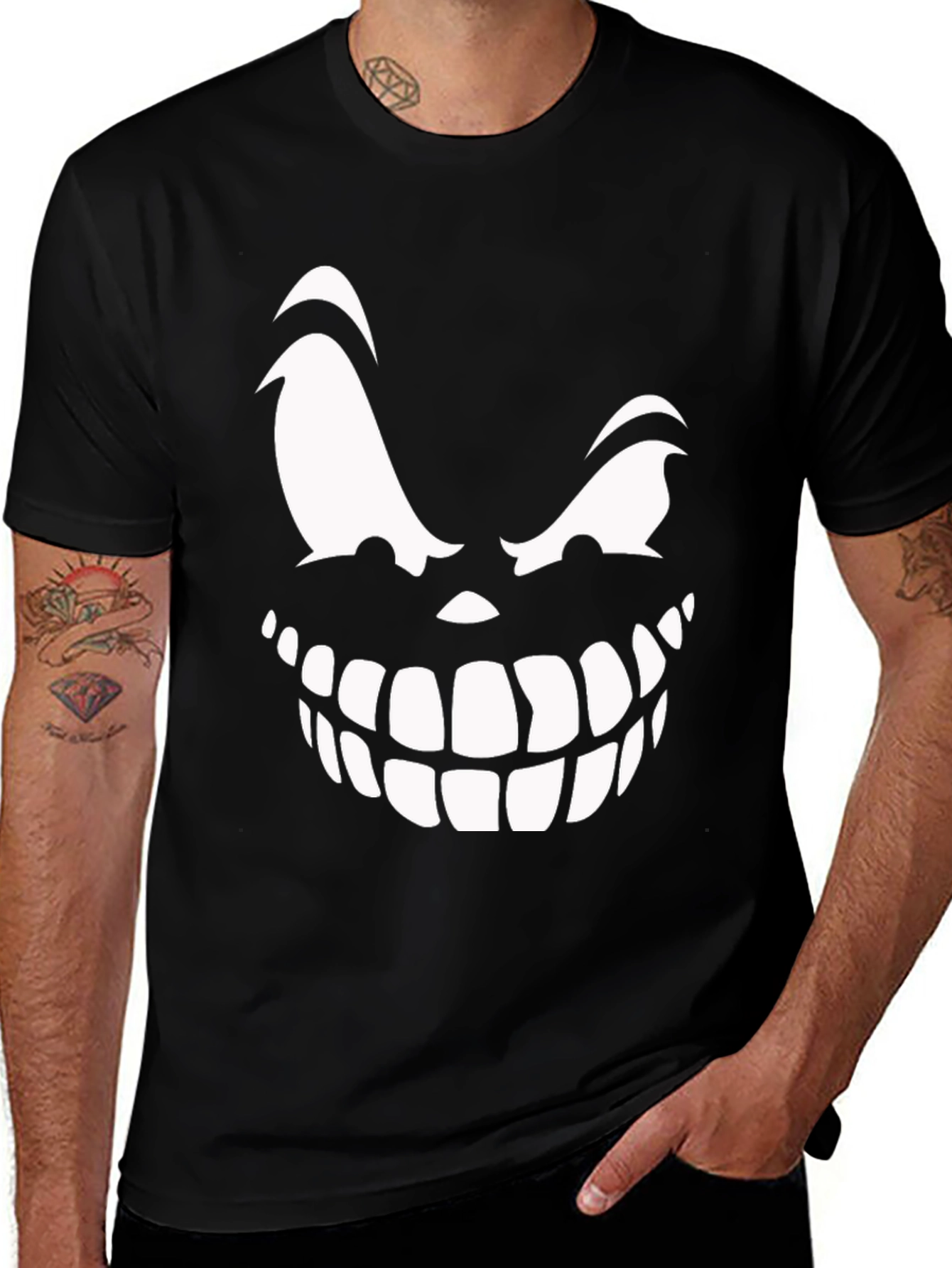 Creepy Smile Graphic Tee - Black