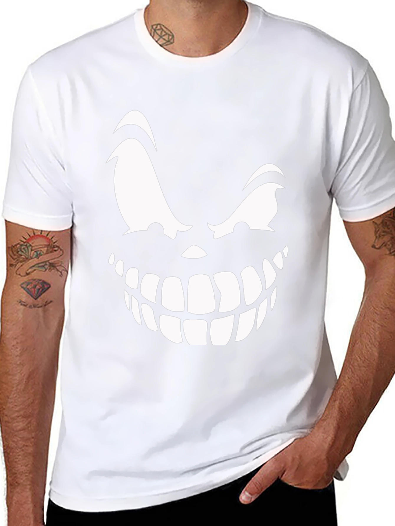 Creepy Smile Graphic Tee - Black
