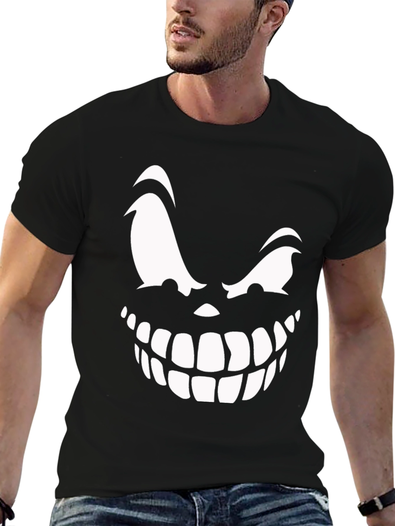 Creepy Smile Graphic Tee - Black