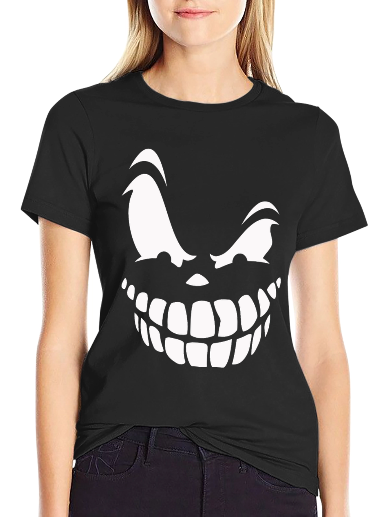 Creepy Smile Graphic Tee - Black