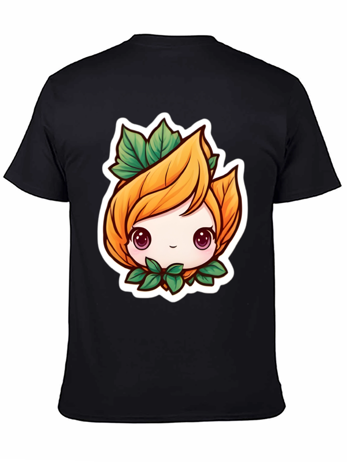 Cute Plant Girl Black T-Shirt