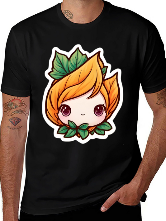 Cute Plant Girl Black T-Shirt