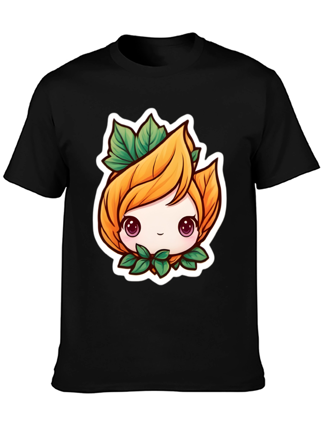 Cute Plant Girl Black T-Shirt