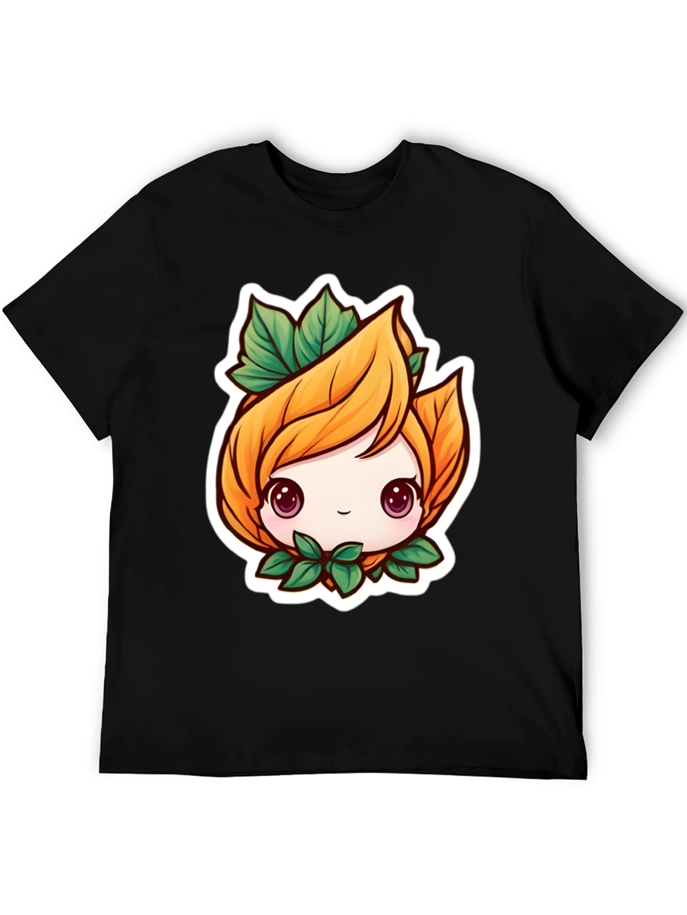 Cute Plant Girl Black T-Shirt