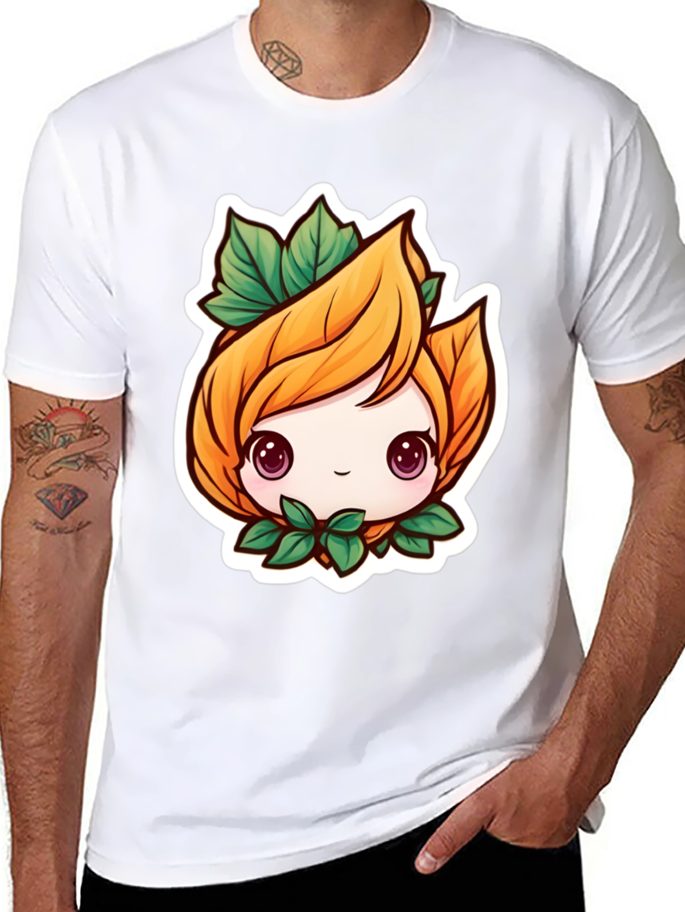 Cute Plant Girl Black T-Shirt