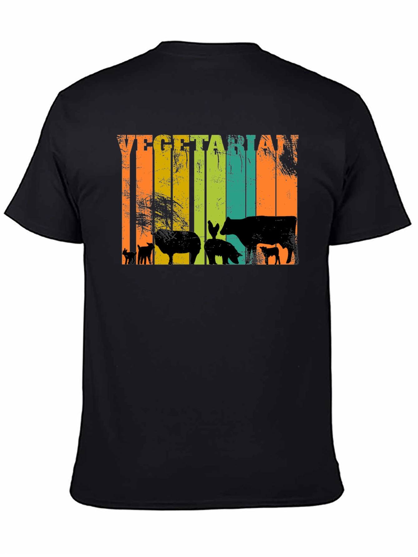Vegetarian T-Shirt - Retro Animal Silhouette Tee
