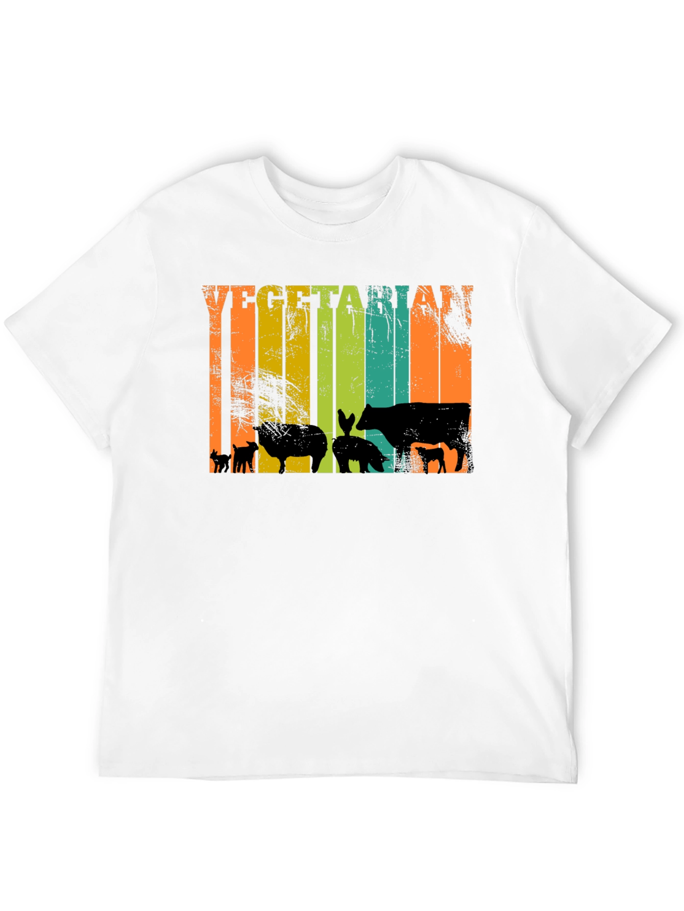 Vegetarian T-Shirt - Retro Animal Silhouette Tee