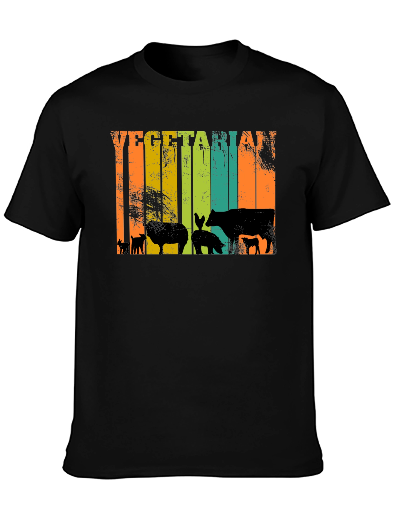 Vegetarian T-Shirt - Retro Animal Silhouette Tee