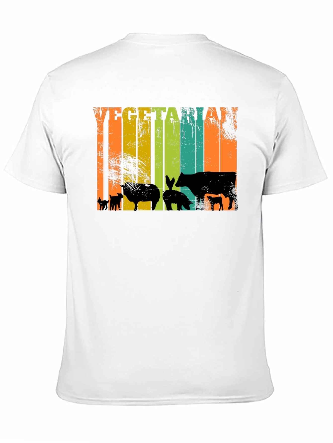 Vegetarian T-Shirt - Retro Animal Silhouette Tee