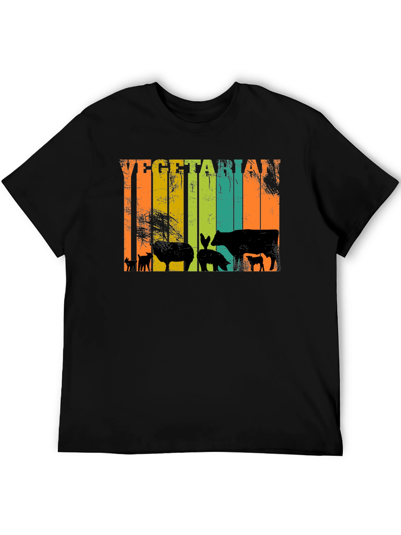 Vegetarian T-Shirt - Retro Animal Silhouette Tee