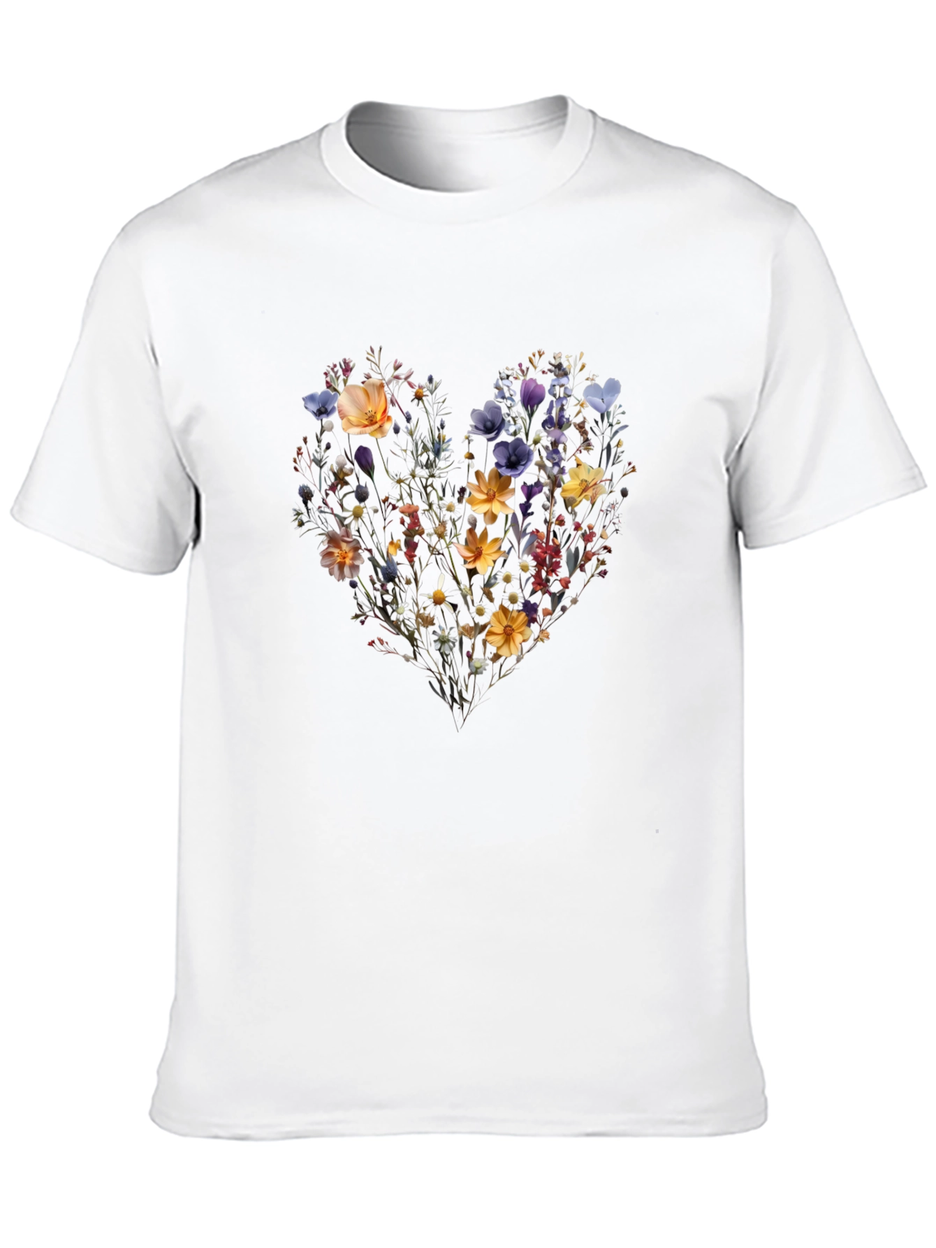 Floral Heart Black Tee