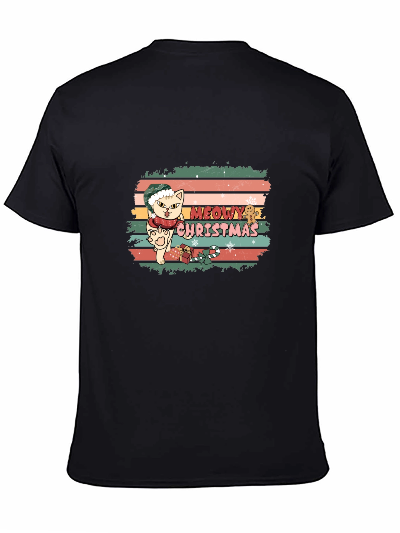 Meowy Christmas Cat T-Shirt - Holiday Festive Tee