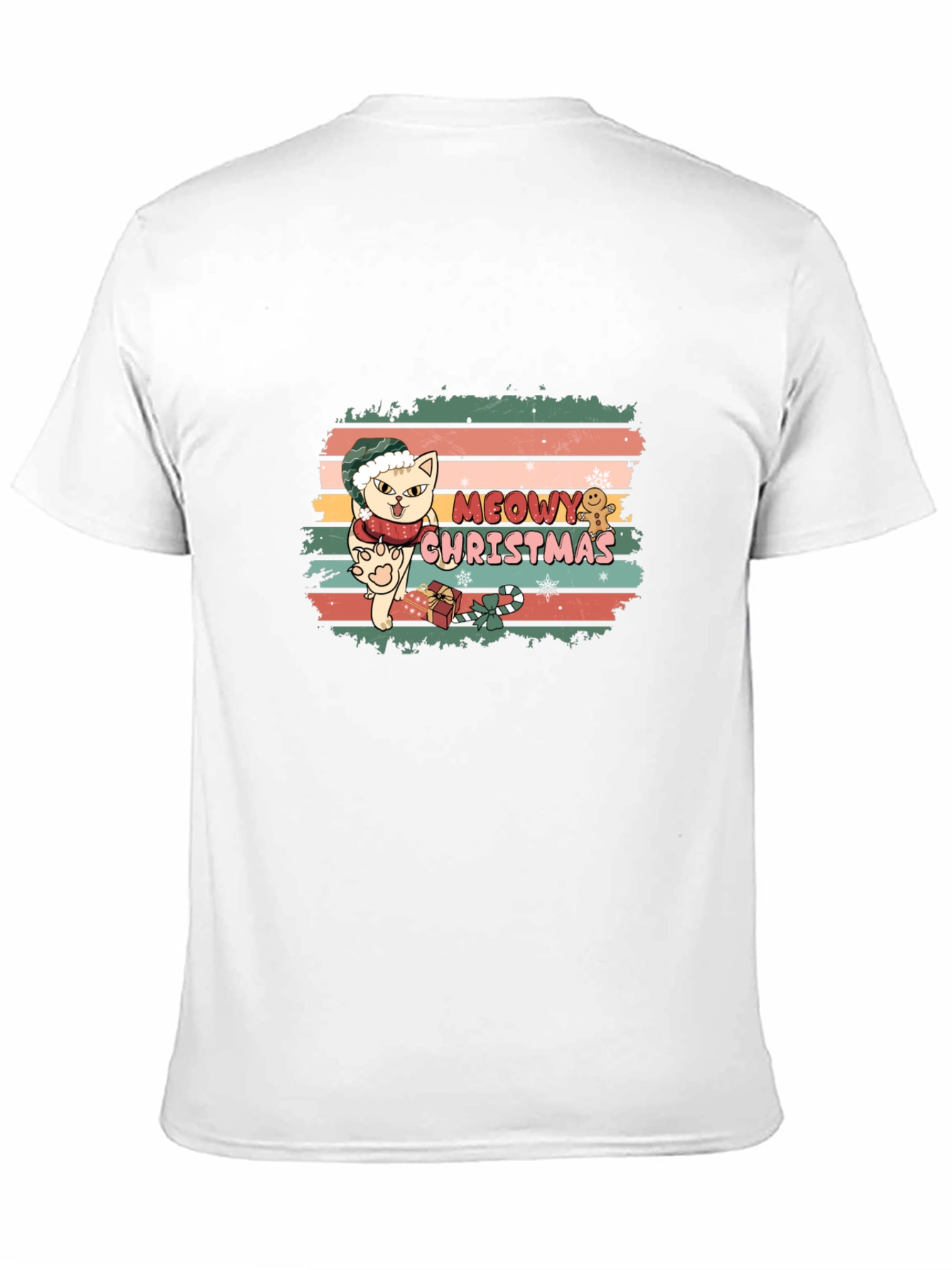 Meowy Christmas Cat T-Shirt - Holiday Festive Tee