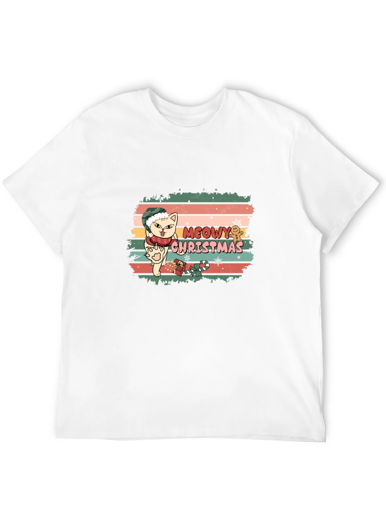 Meowy Christmas Cat T-Shirt - Holiday Festive Tee