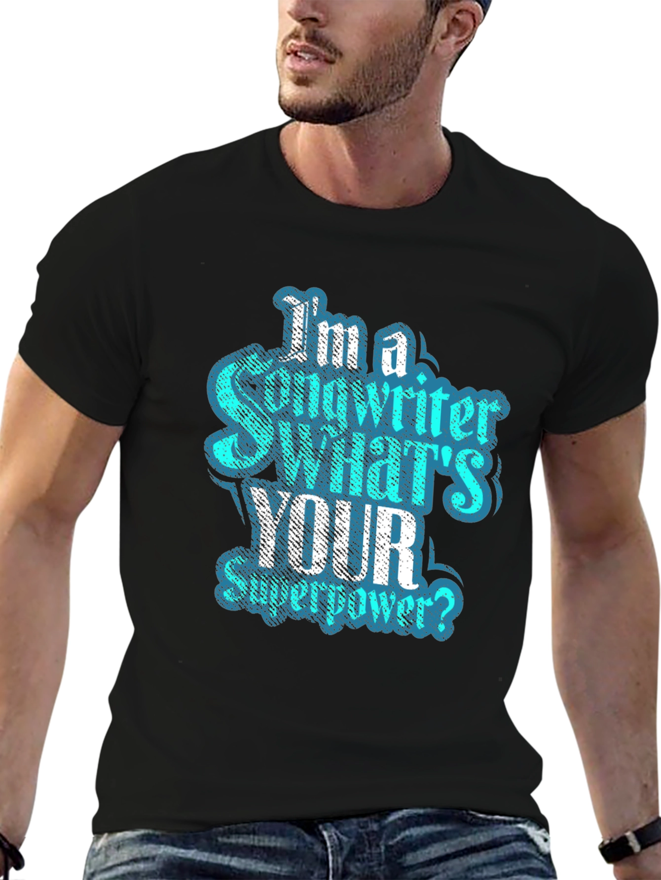 Songwriter Superpower T-Shirt - Black Crew Neck
