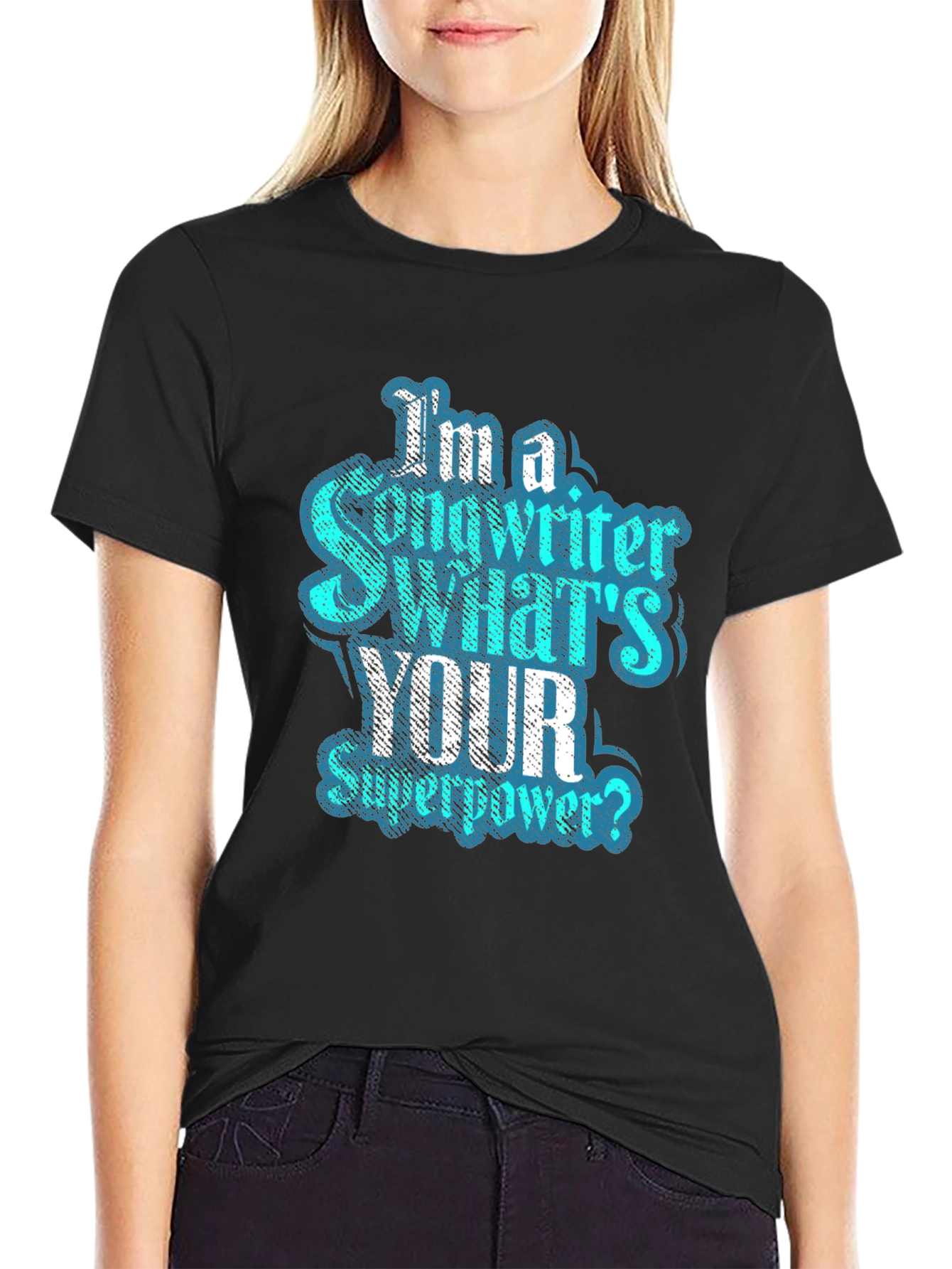 Songwriter Superpower T-Shirt - Black Crew Neck