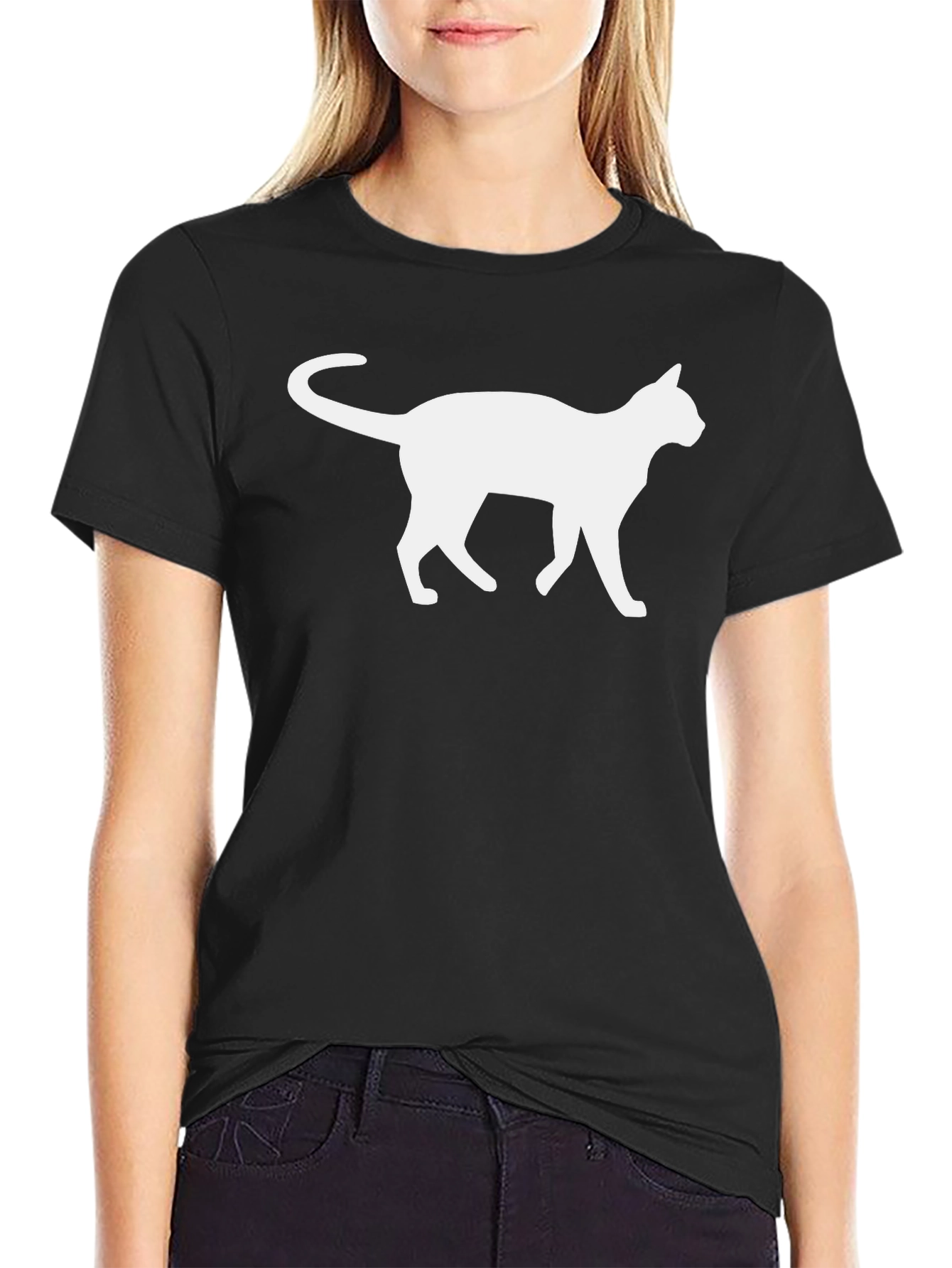 Cool Cat Silhouette Graphic T-Shirt