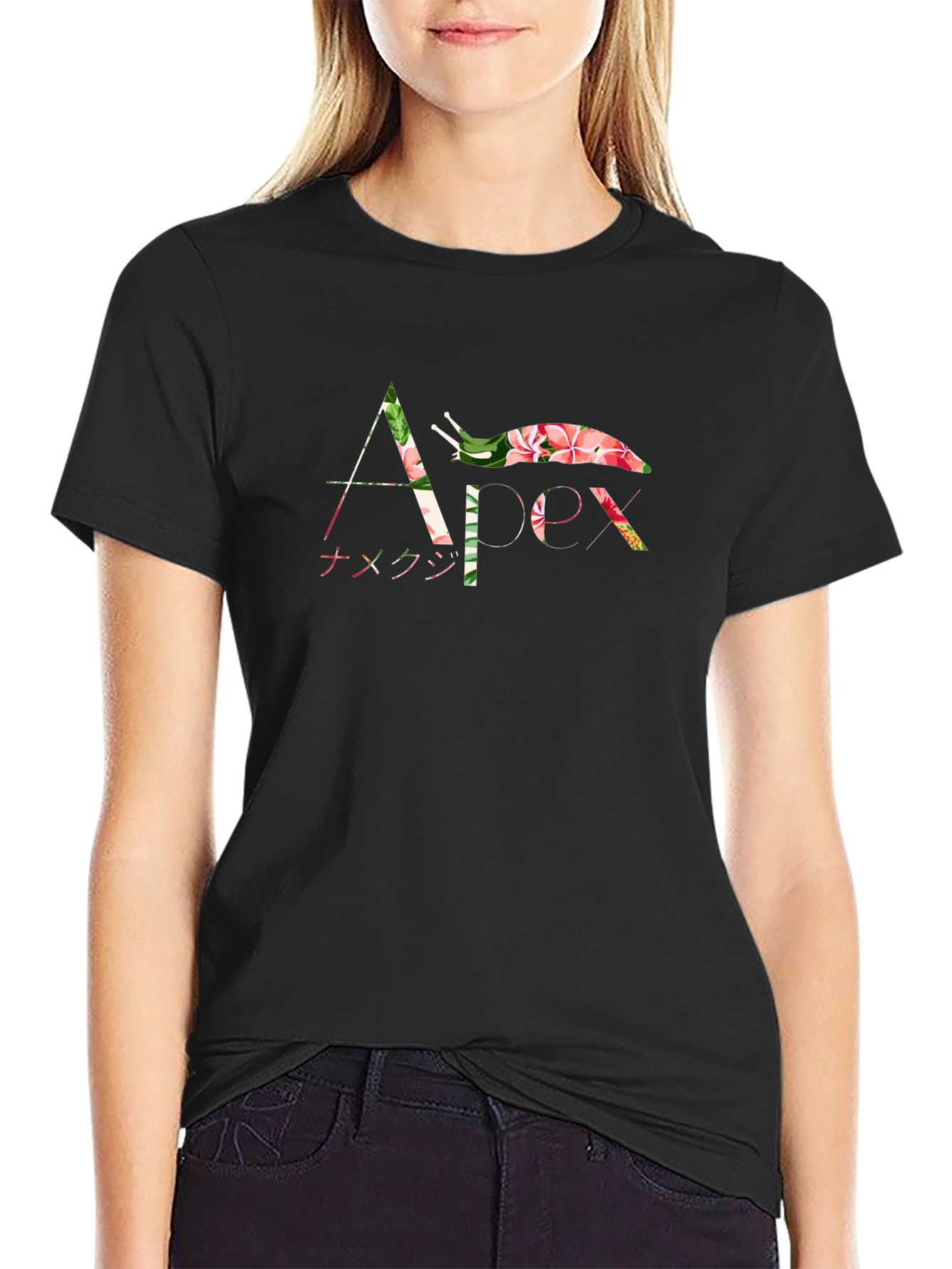 Floral Apex Slug Graphic Black T-Shirt