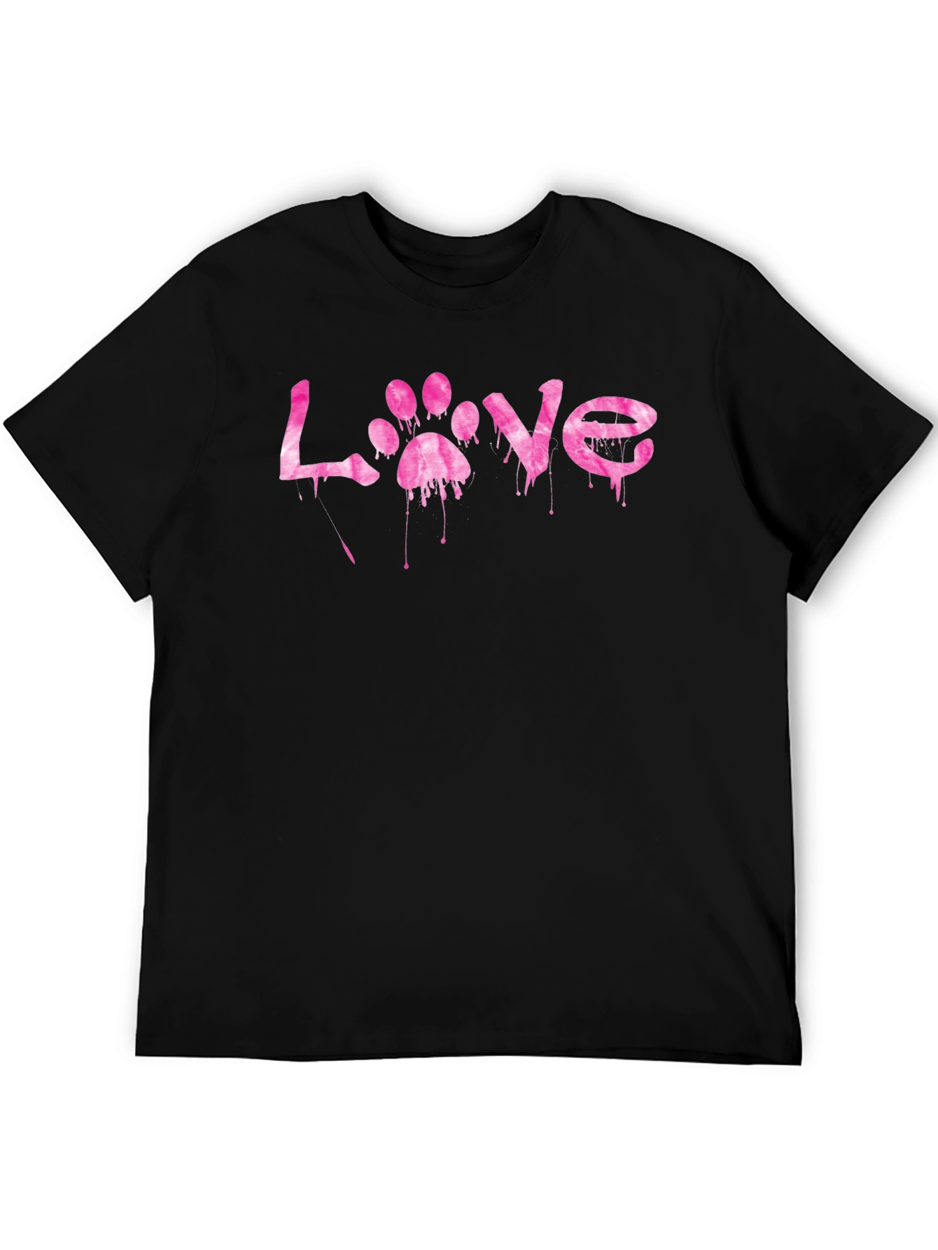 Love Paw Print Graphic Tee - Mens Black T-Shirt