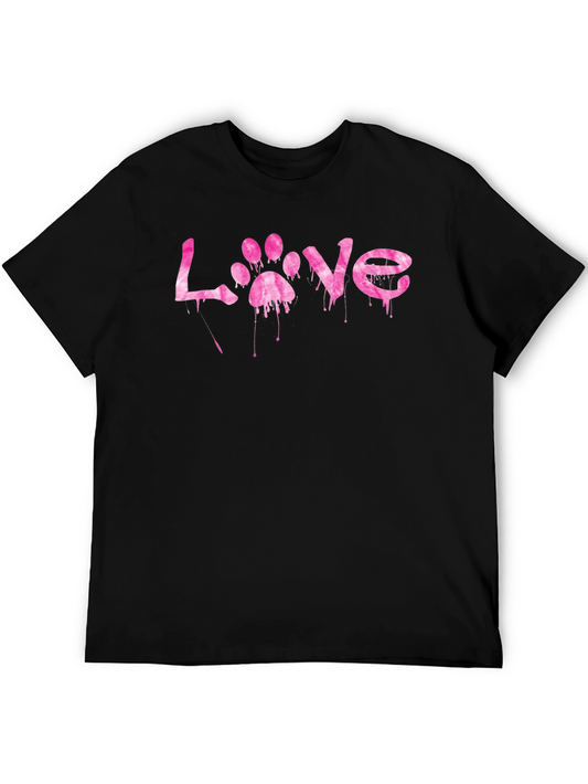 Love Paw Print Graphic Tee - Mens Black T-Shirt