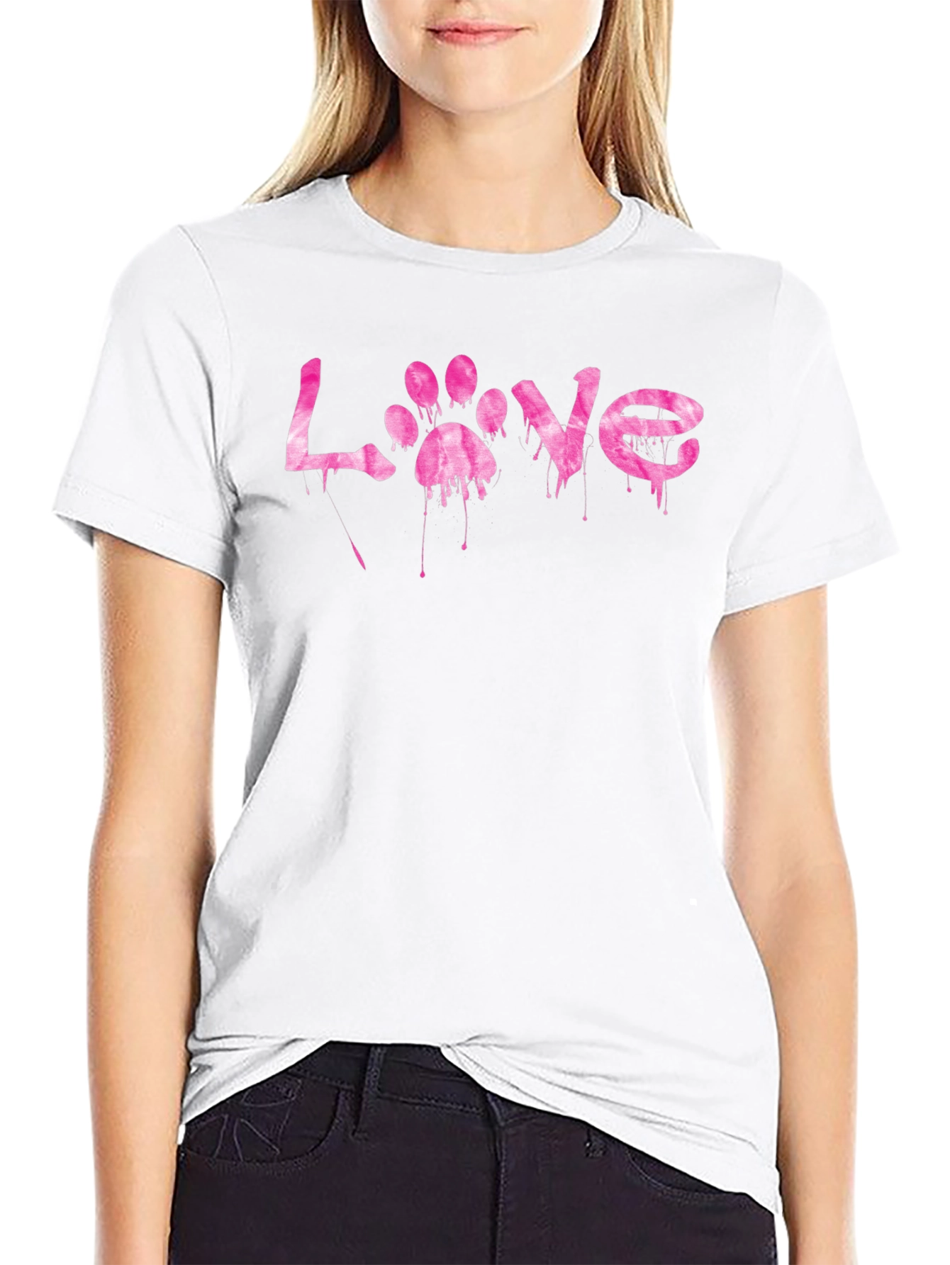 Love Paw Print Graphic Tee - Mens Black T-Shirt