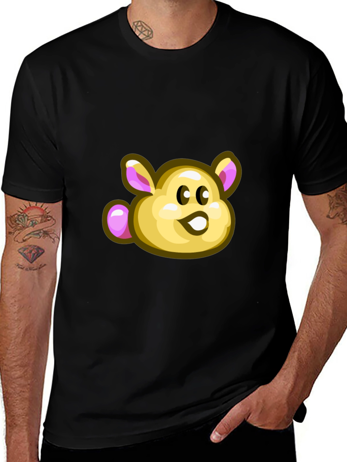 Cute Hamster Graphic Black T-Shirt