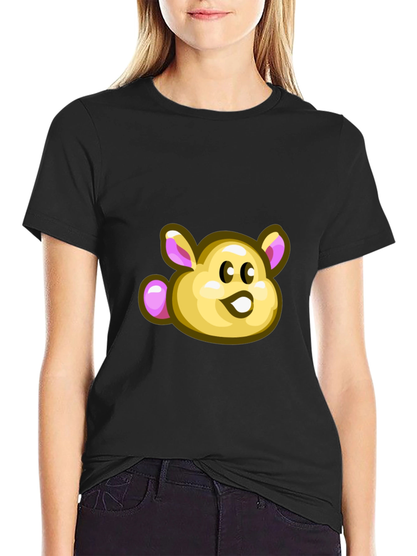 Cute Hamster Graphic Black T-Shirt