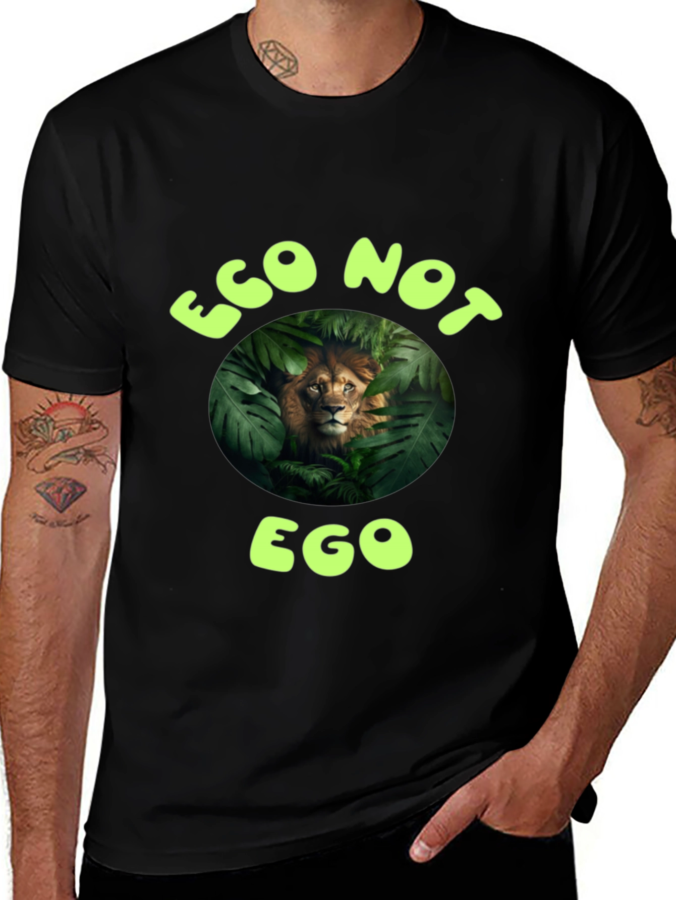 Eco Not Ego Lion Graphic Tee - Sustainable Fashion