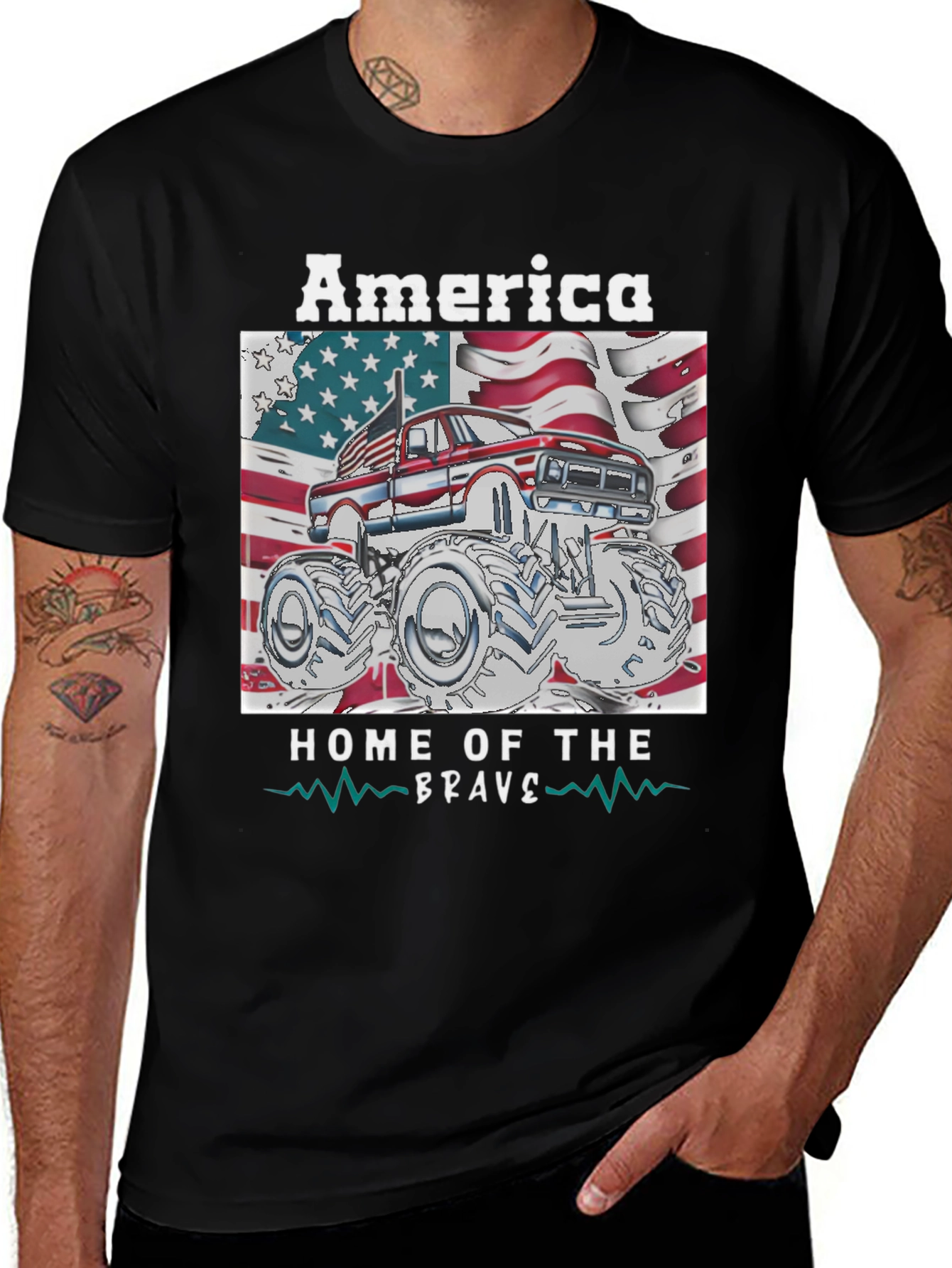 America Home of the Brave Monster Truck T-Shirt
