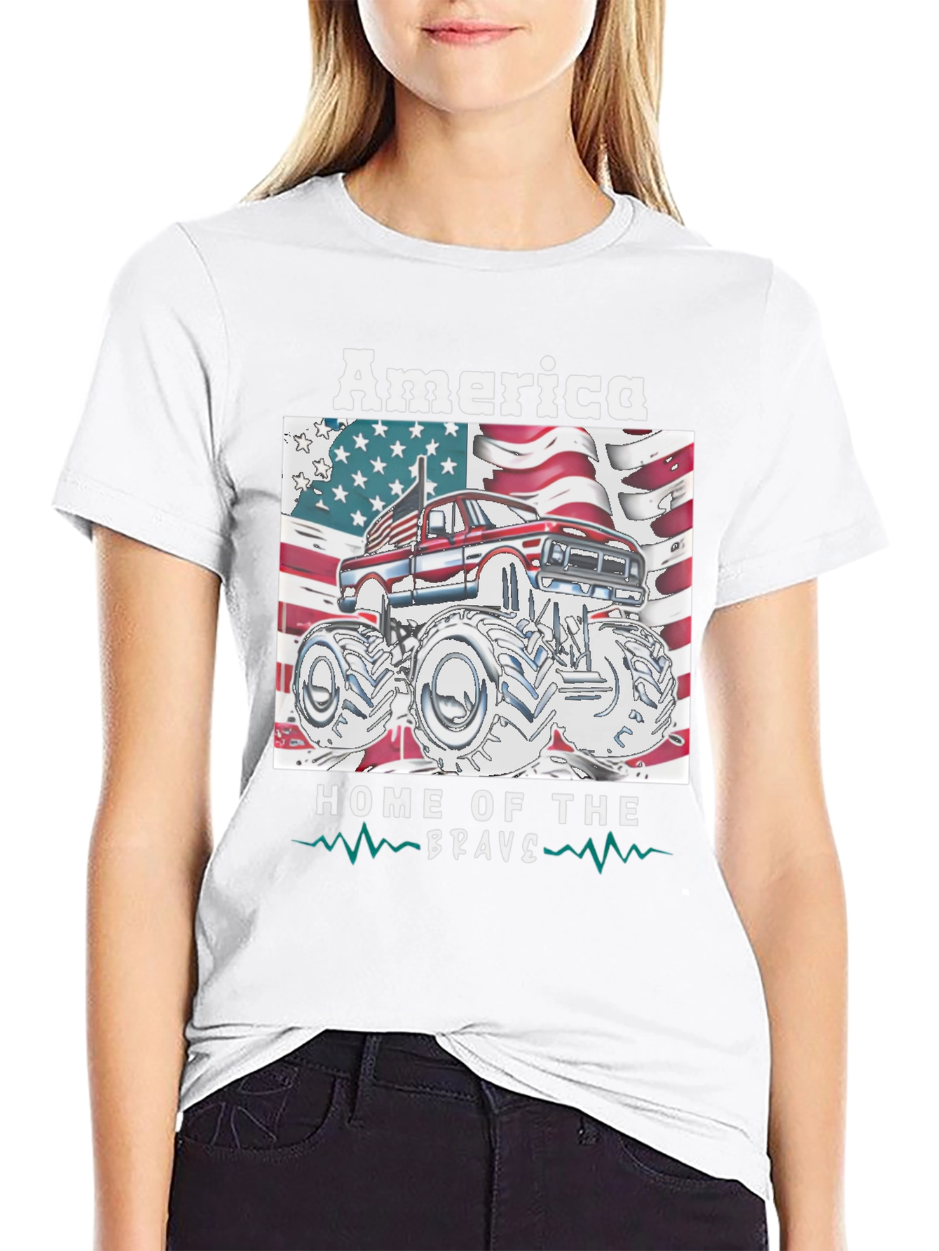 America Home of the Brave Monster Truck T-Shirt