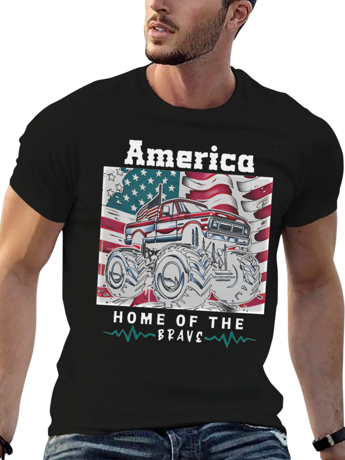 America Home of the Brave Monster Truck T-Shirt