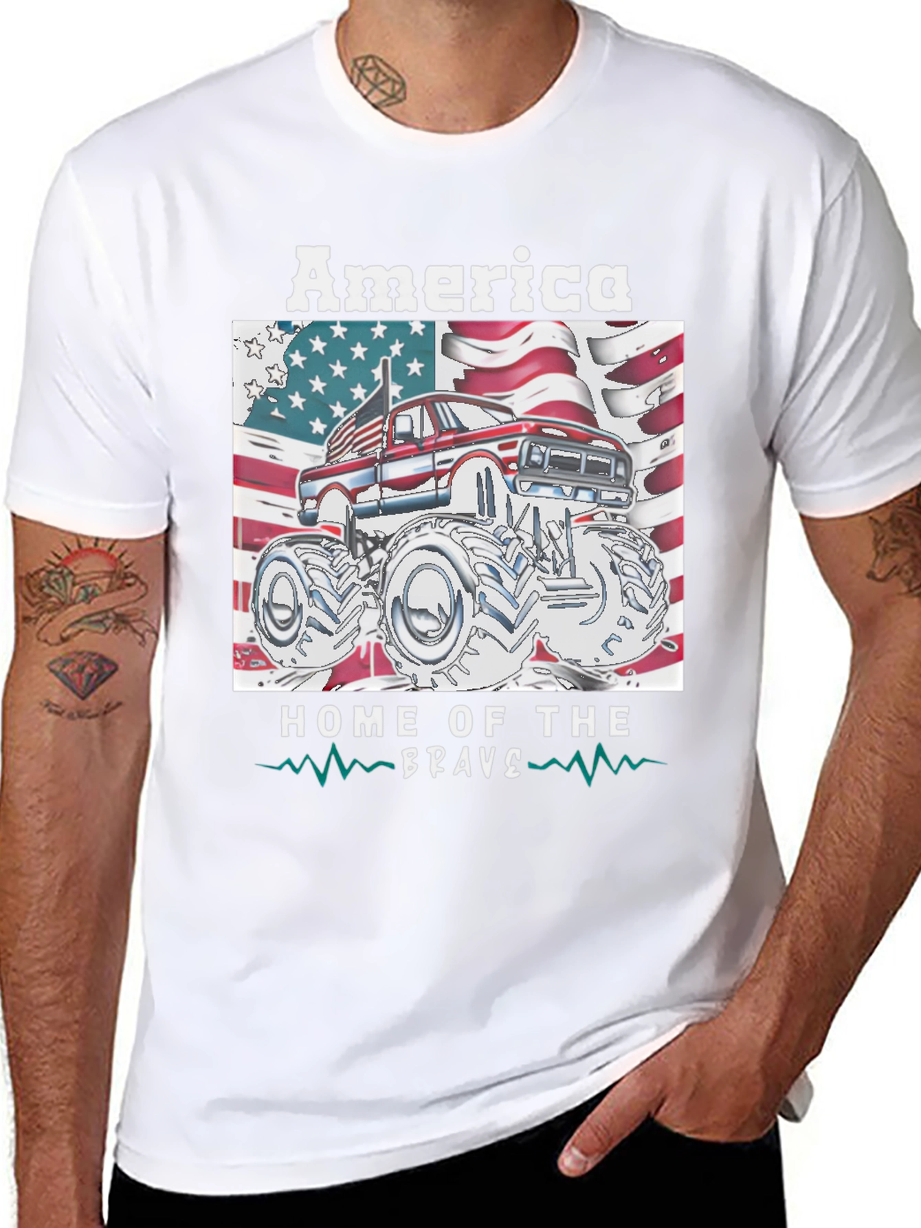 America Home of the Brave Monster Truck T-Shirt
