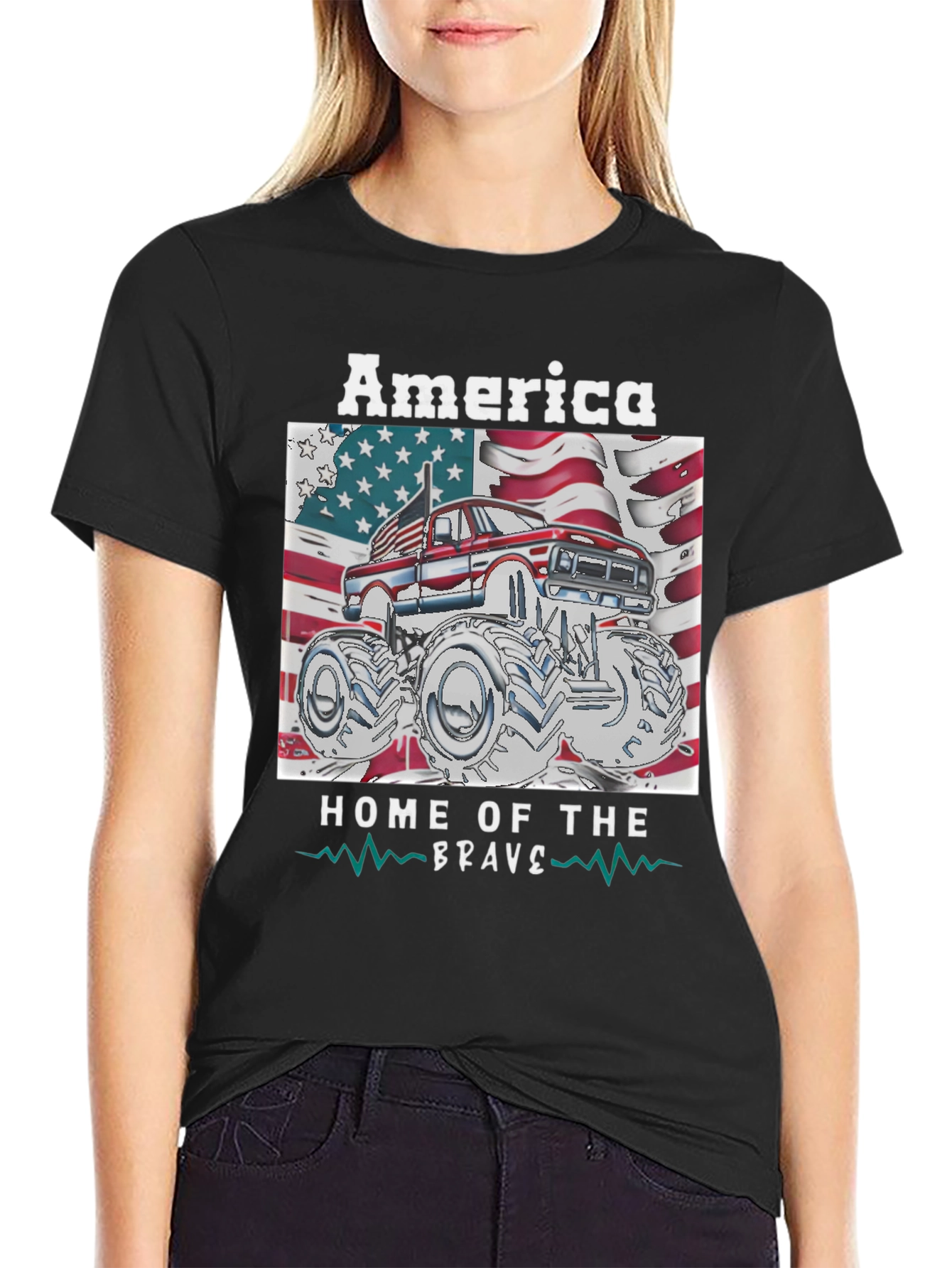 America Home of the Brave Monster Truck T-Shirt
