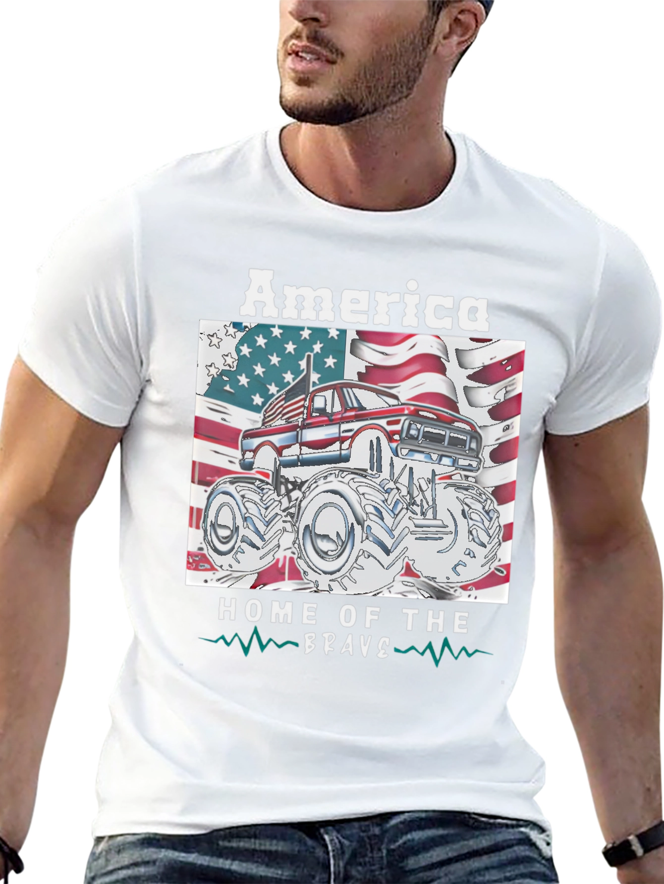 America Home of the Brave Monster Truck T-Shirt