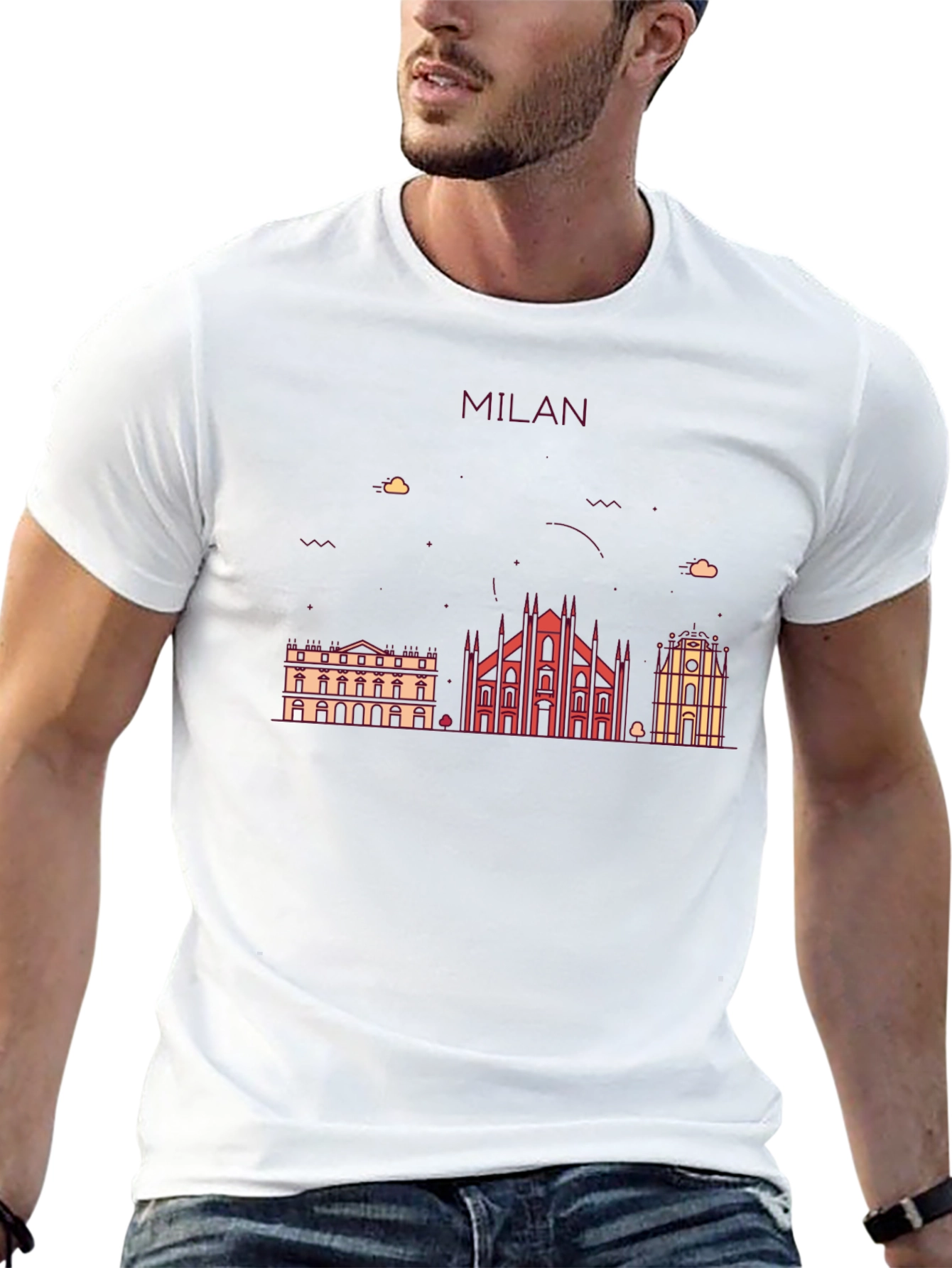Milan Skyline Graphic T-Shirt - Black