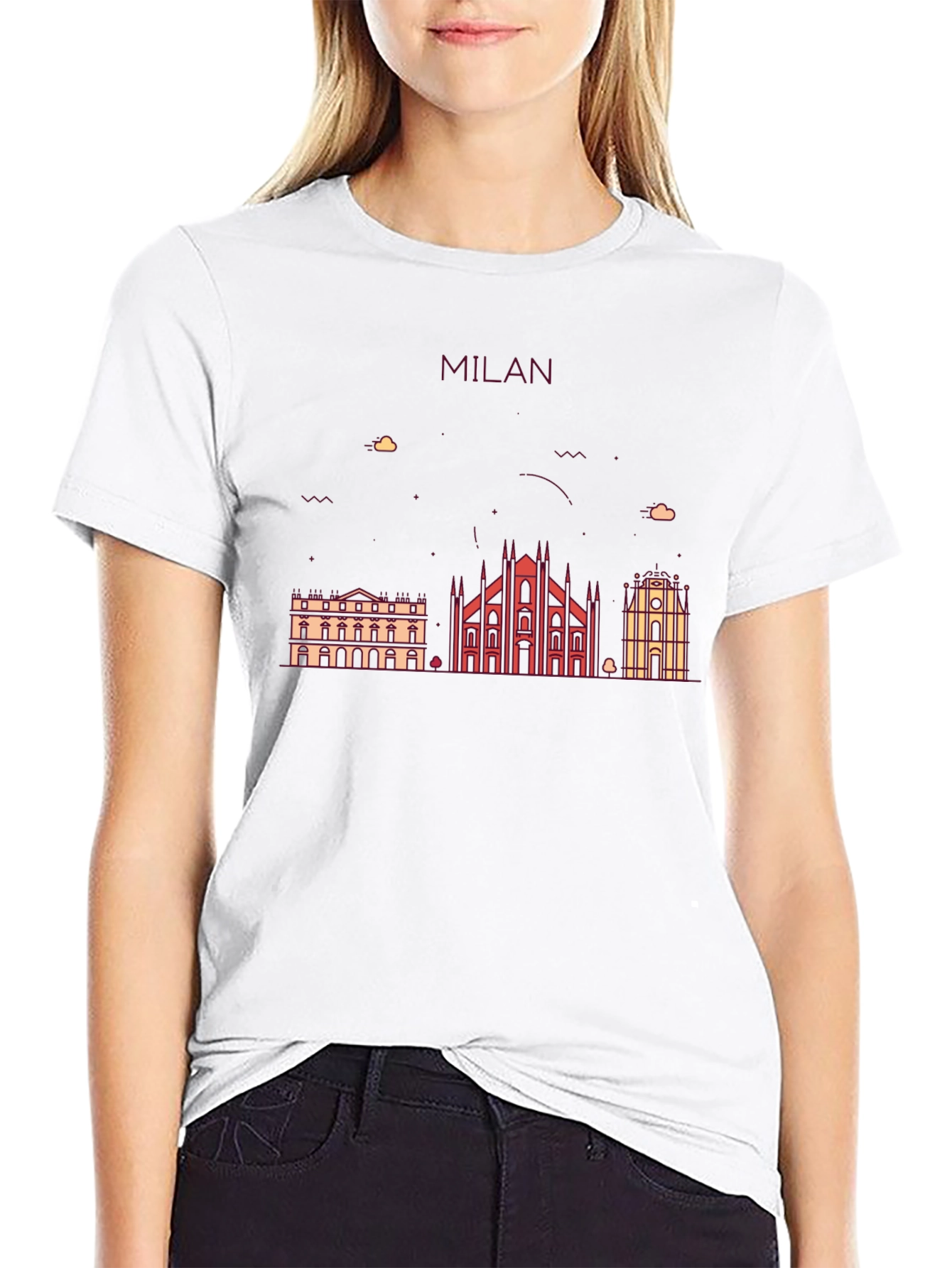 Milan Skyline Graphic T-Shirt - Black